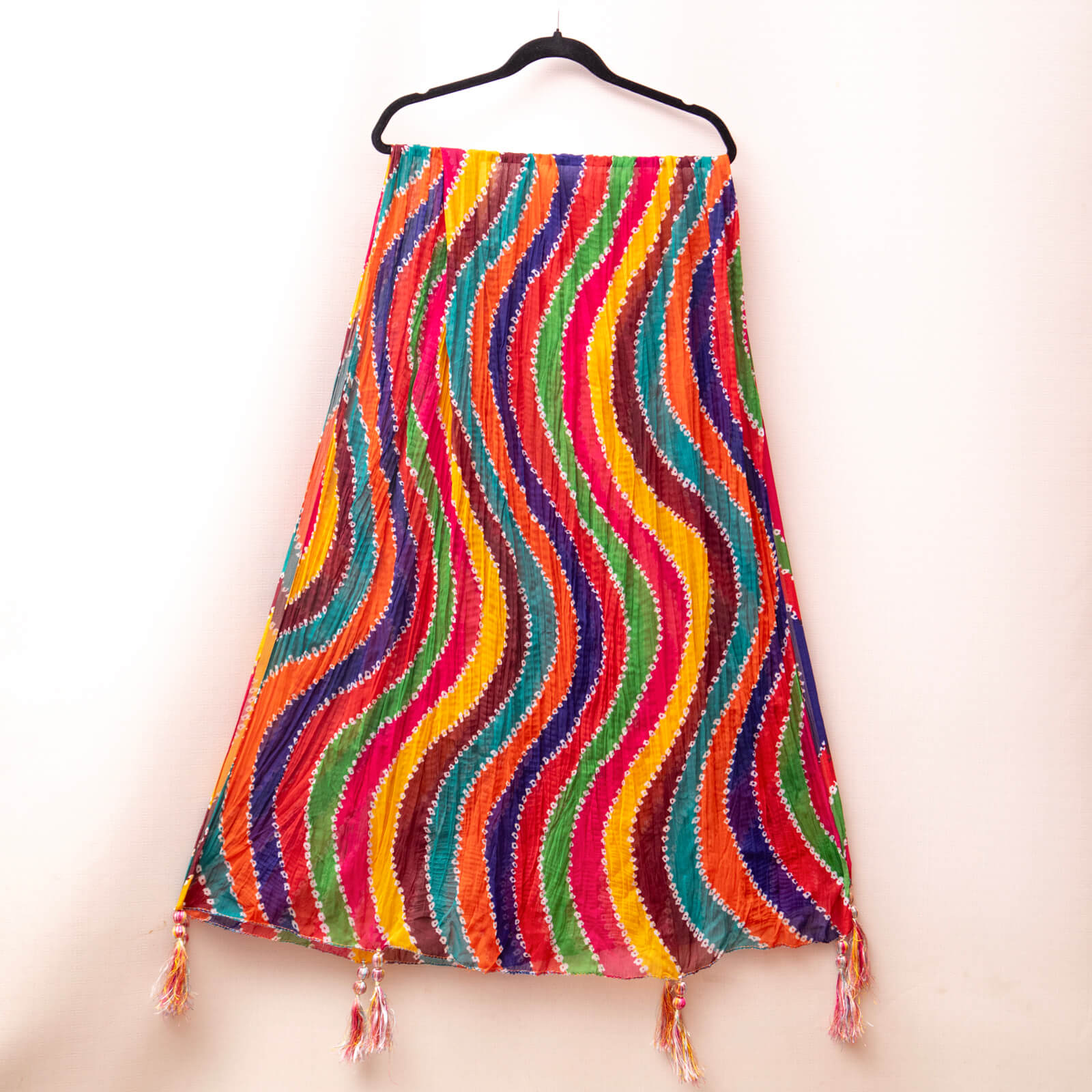 Chiffon Multi Wave Chunri With Tussle Dupatta