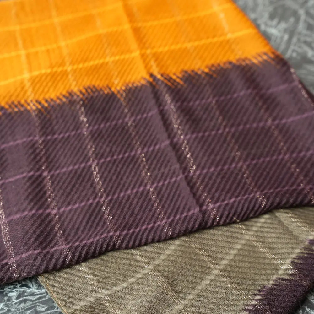 Cotton Multi-Color Checkered Scarf in Orange, Purple, Green, and Beige DUPPATTY WALAY