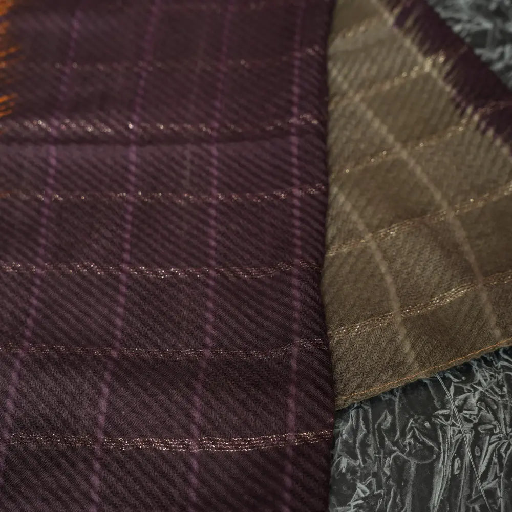 Cotton Multi-Color Checkered Scarf in Orange, Purple, Green, and Beige DUPPATTY WALAY