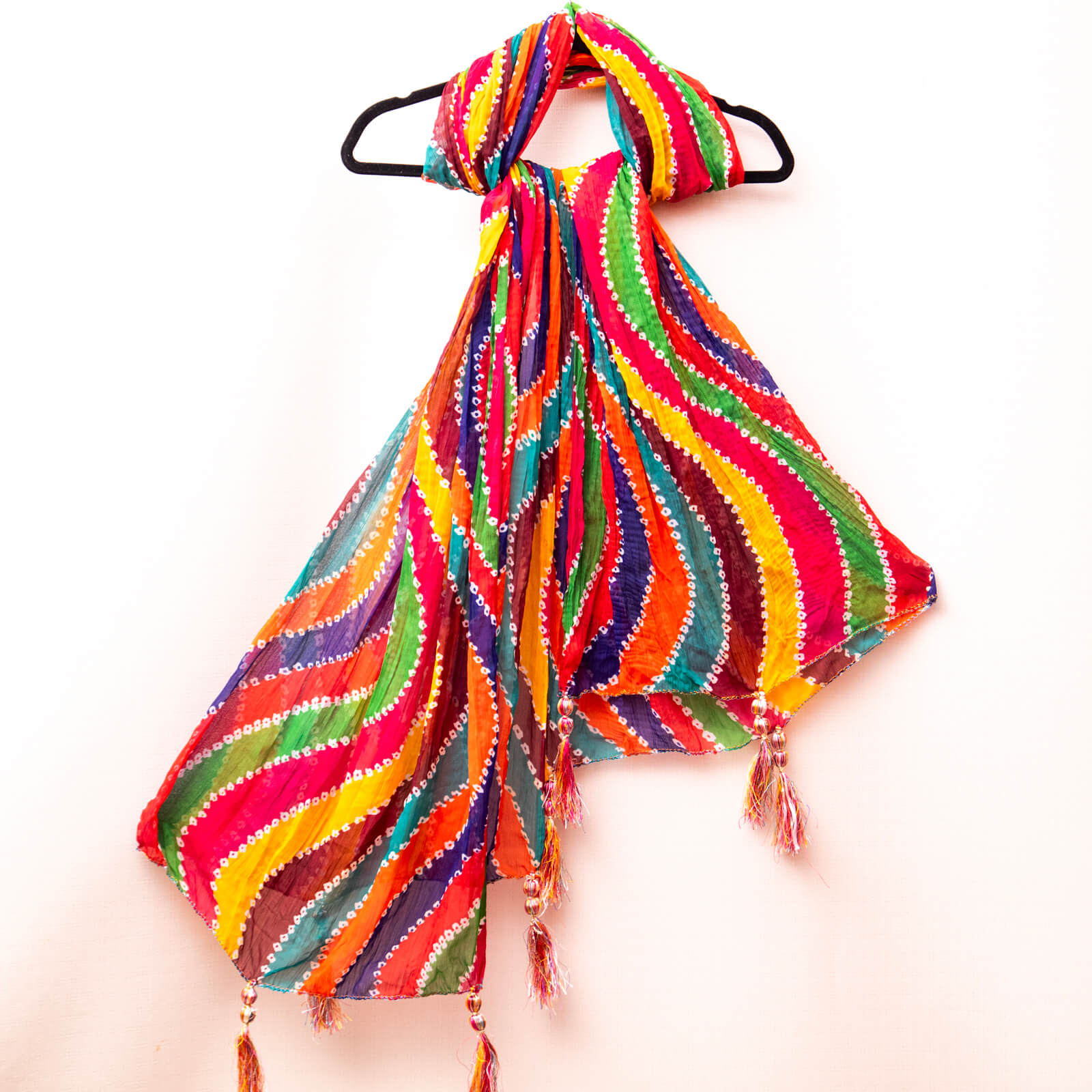 Chiffon Multi Wave Chunri With Tussle Dupatta