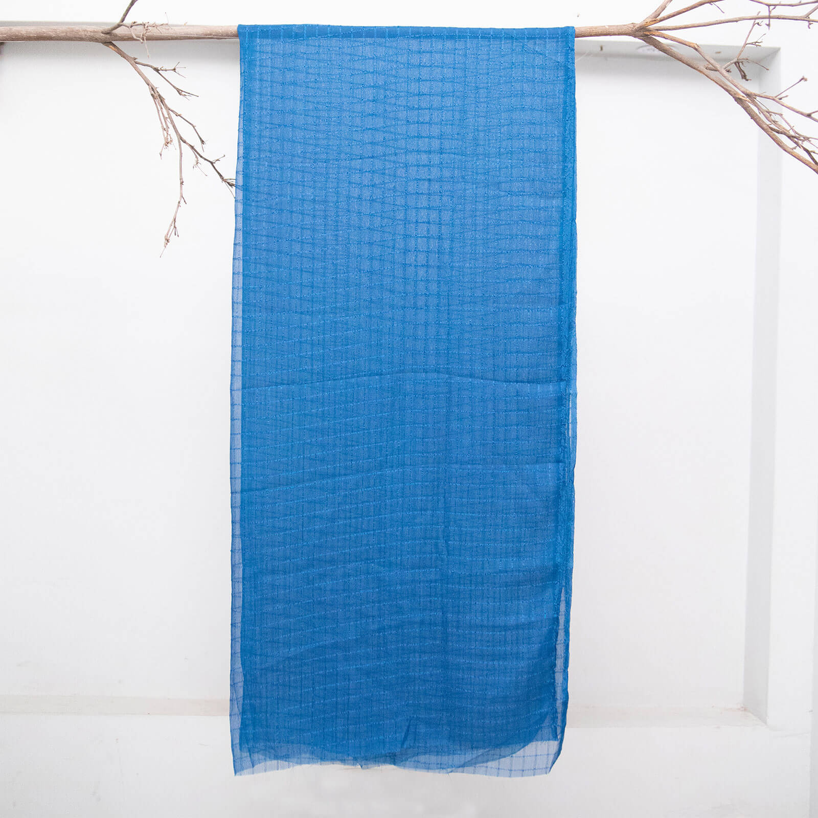 Chiffon Navy Blue Checkered Dupatta