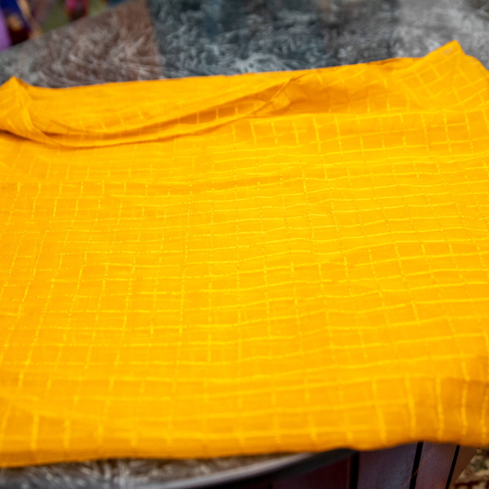 Chiffon Mustard Checkered Dupatta