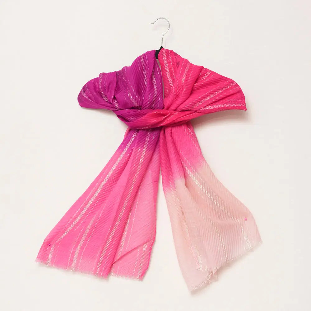 Cotton Pink Ombre Striped Scarf DUPPATTY WALAY