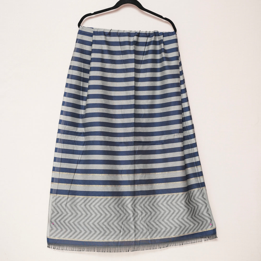 Cotton Grey Striped Scarf DUPPATTY WALAY