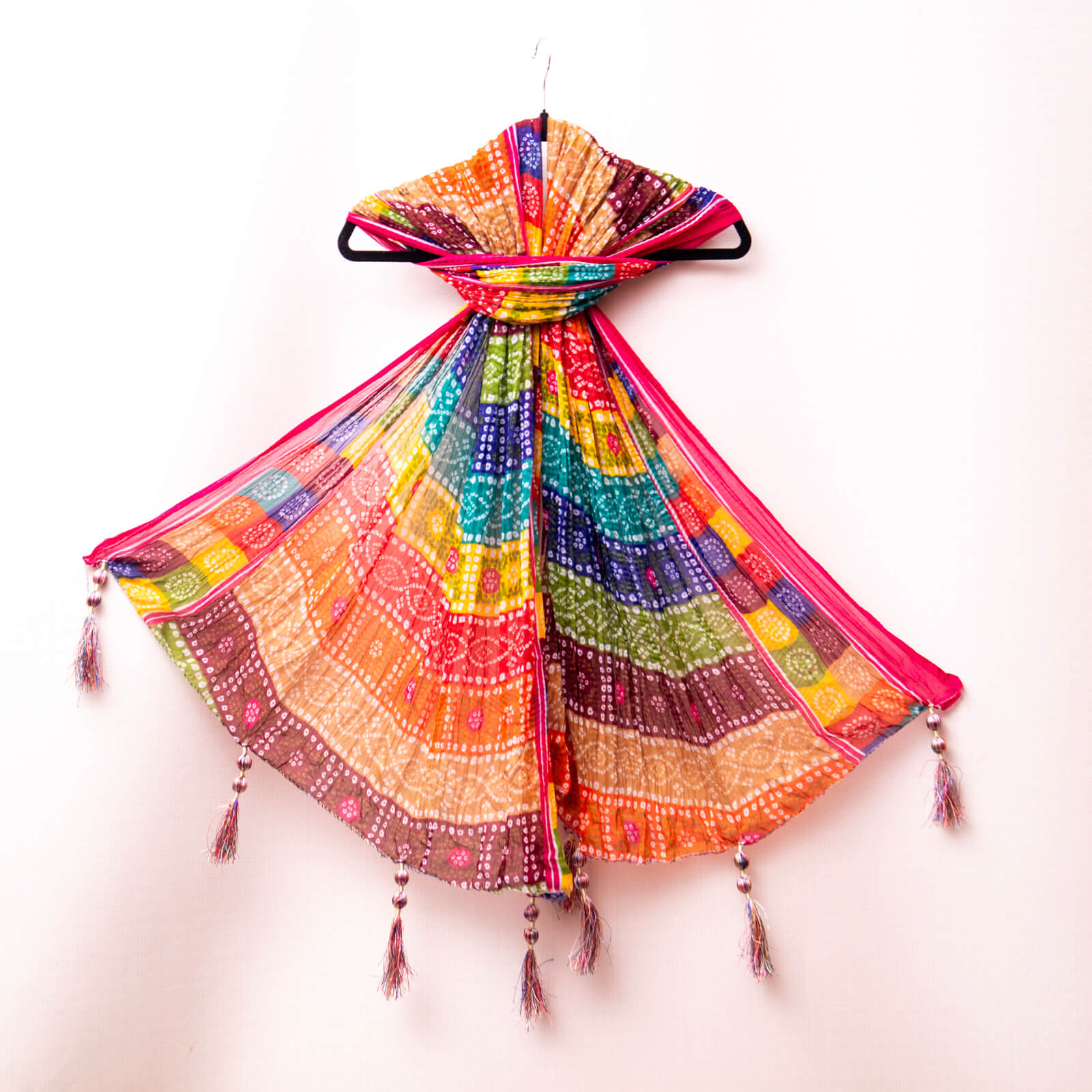Chiffon Multi Abstract Chunri With Tussle Dupatta
