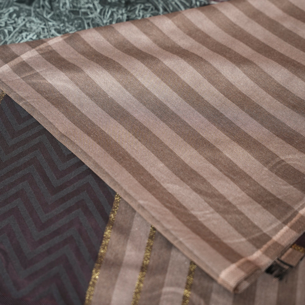 Cotton Brown and Beige Striped Scarf DUPPATTY WALAY