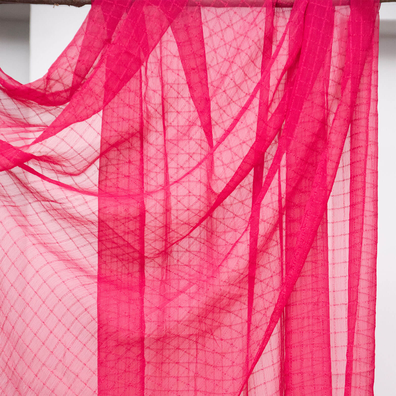 Chiffon Pink Checkered Dupatta