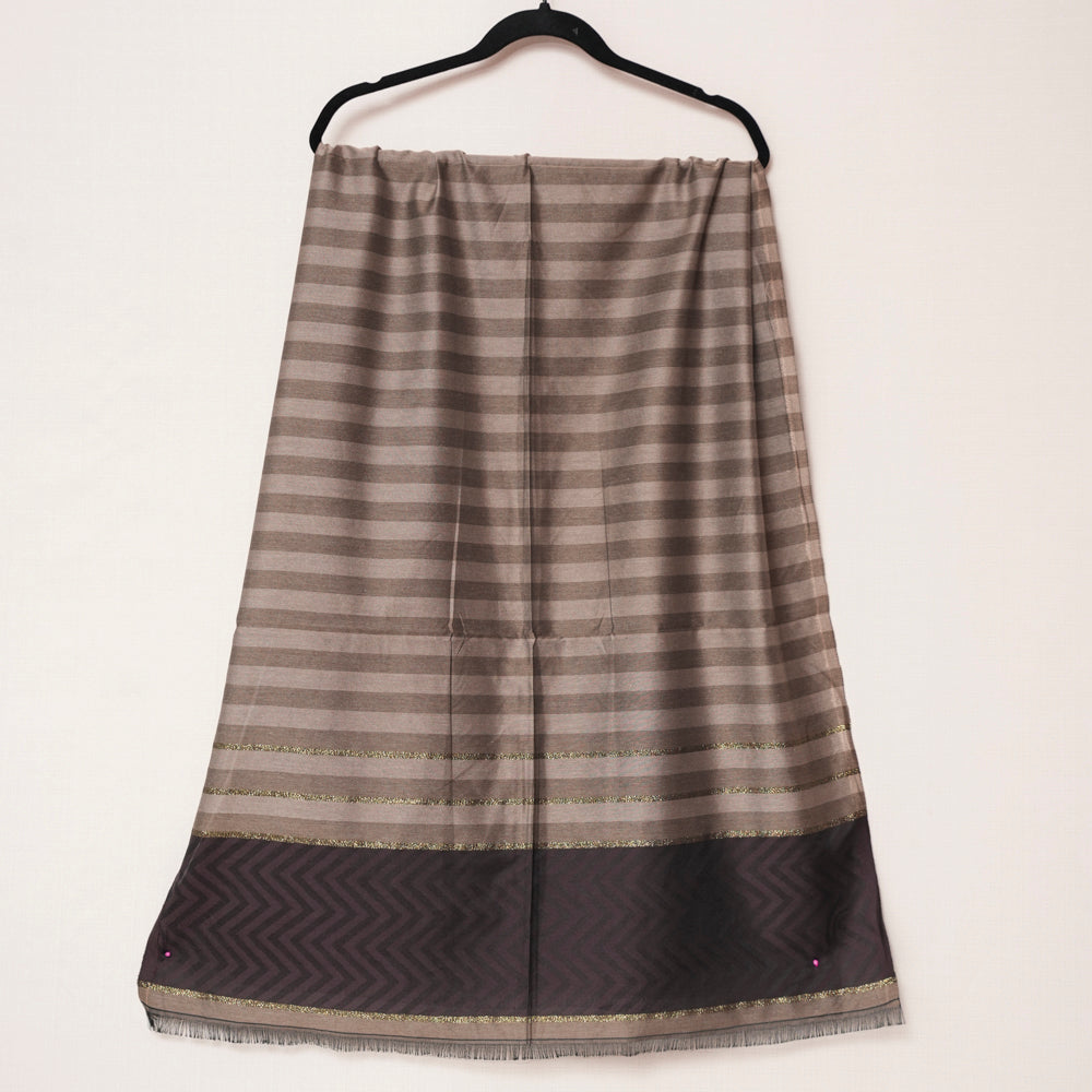 Cotton Brown and Beige Striped Scarf DUPPATTY WALAY