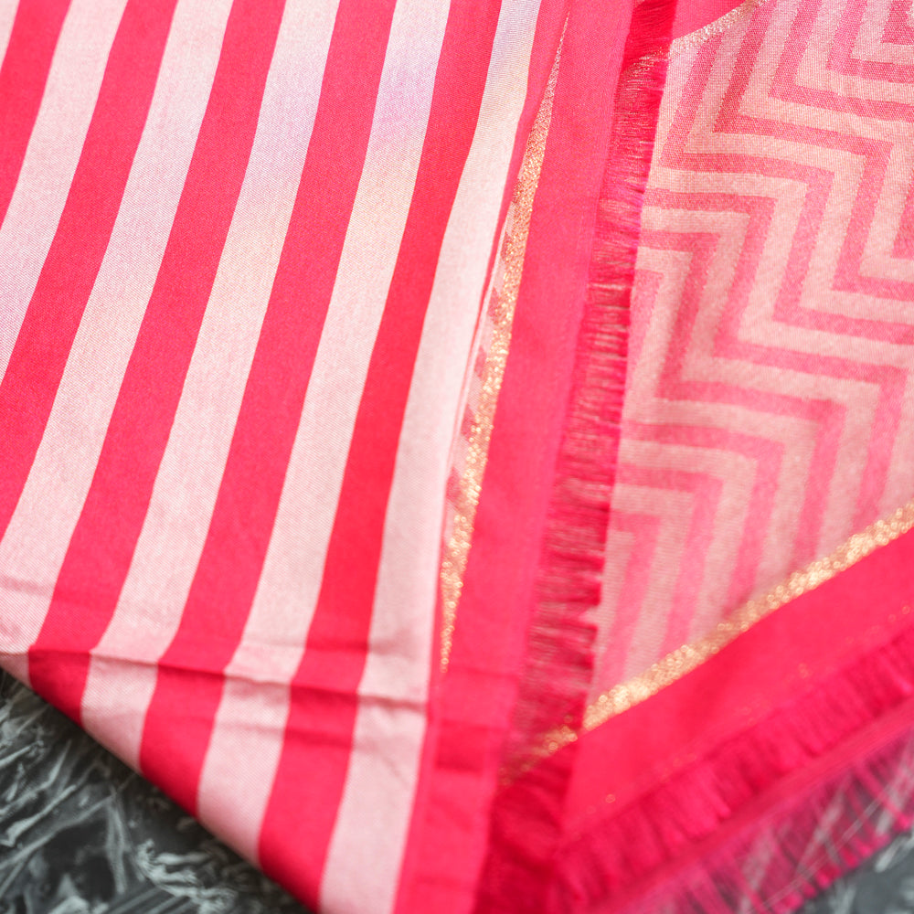 Cotton Pink Striped Scarf DUPPATTY WALAY