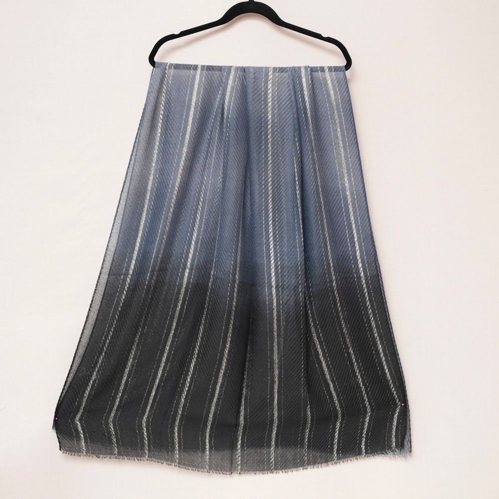 Cotton Grey Ombre Striped Scarf DUPPATTY WALAY