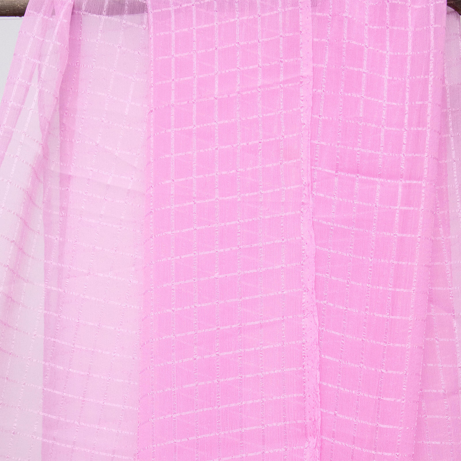 Chiffon Pink Checkered Dupatta