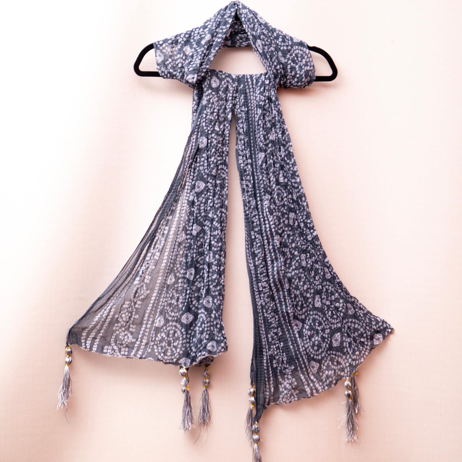 Chiffon Gray Chunri With Tussle Dupatta