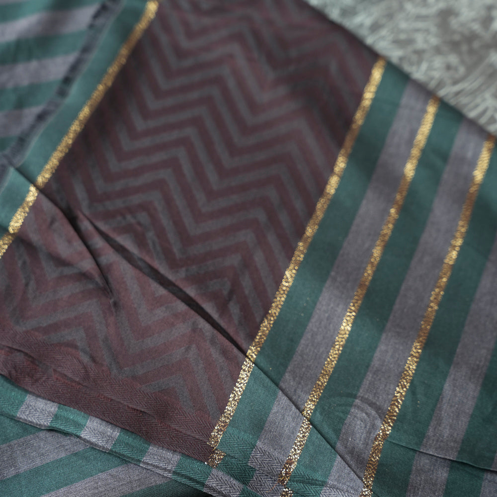 Cotton Green and Grey Striped Scarf DUPPATTY WALAY