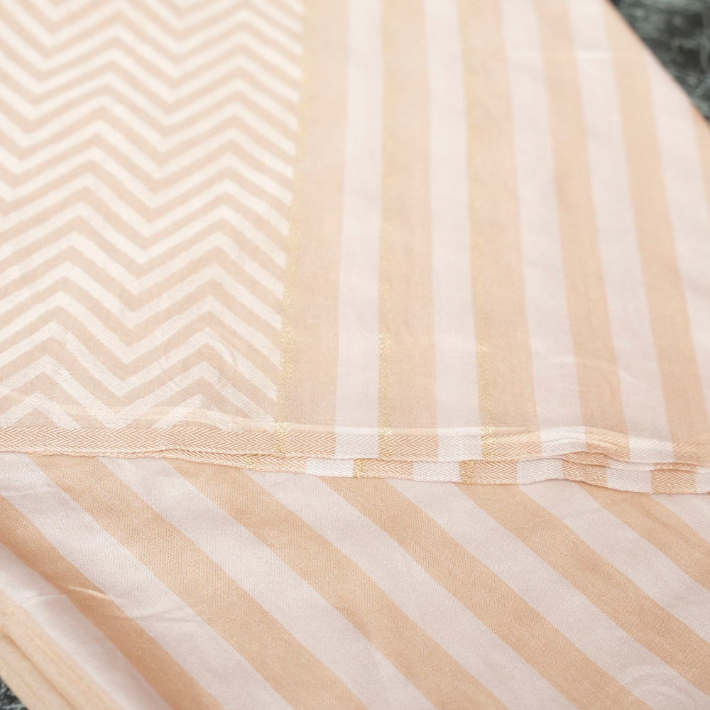 Cotton Beige Striped Scarf DUPPATTY WALAY