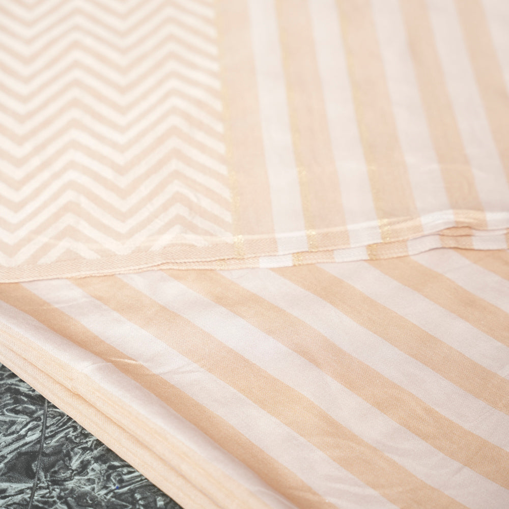 Cotton Beige Striped Scarf DUPPATTY WALAY