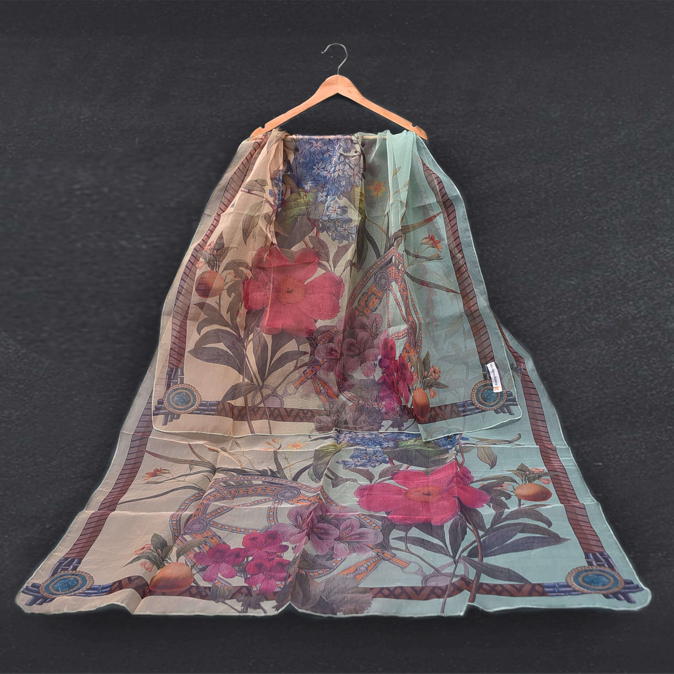 Organza Dual Shade Floral Printed Dupatta