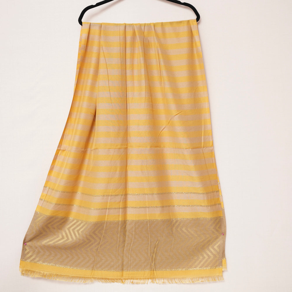 Cotton Yellow Striped Scarf DUPPATTY WALAY