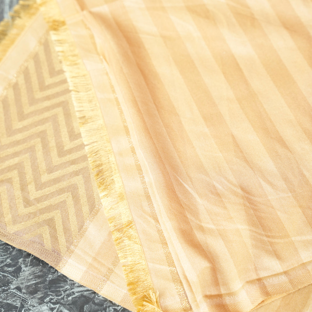 Cotton Skin Golden Striped Scarf DUPPATTY WALAY