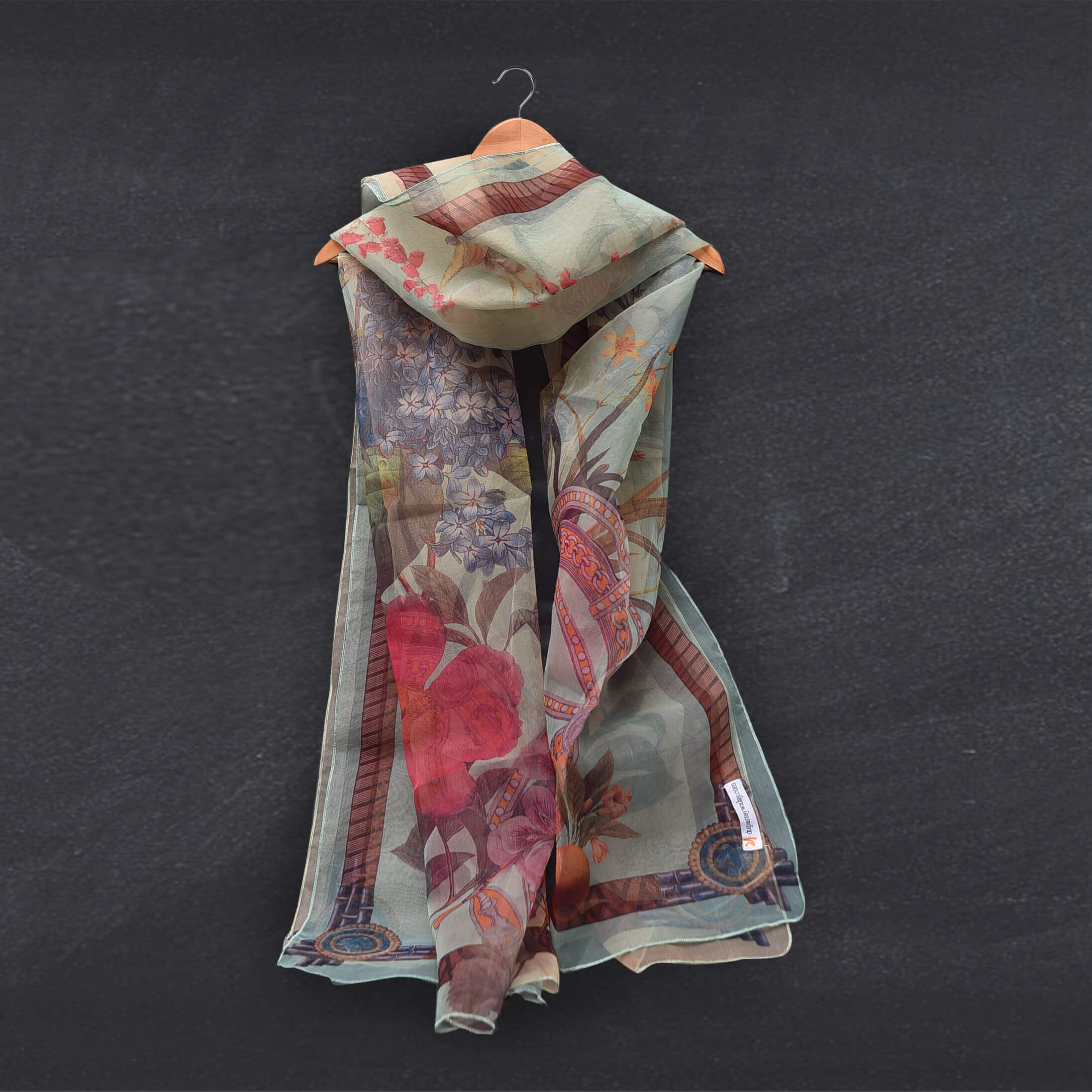 Organza Dual Shade Floral Printed Dupatta