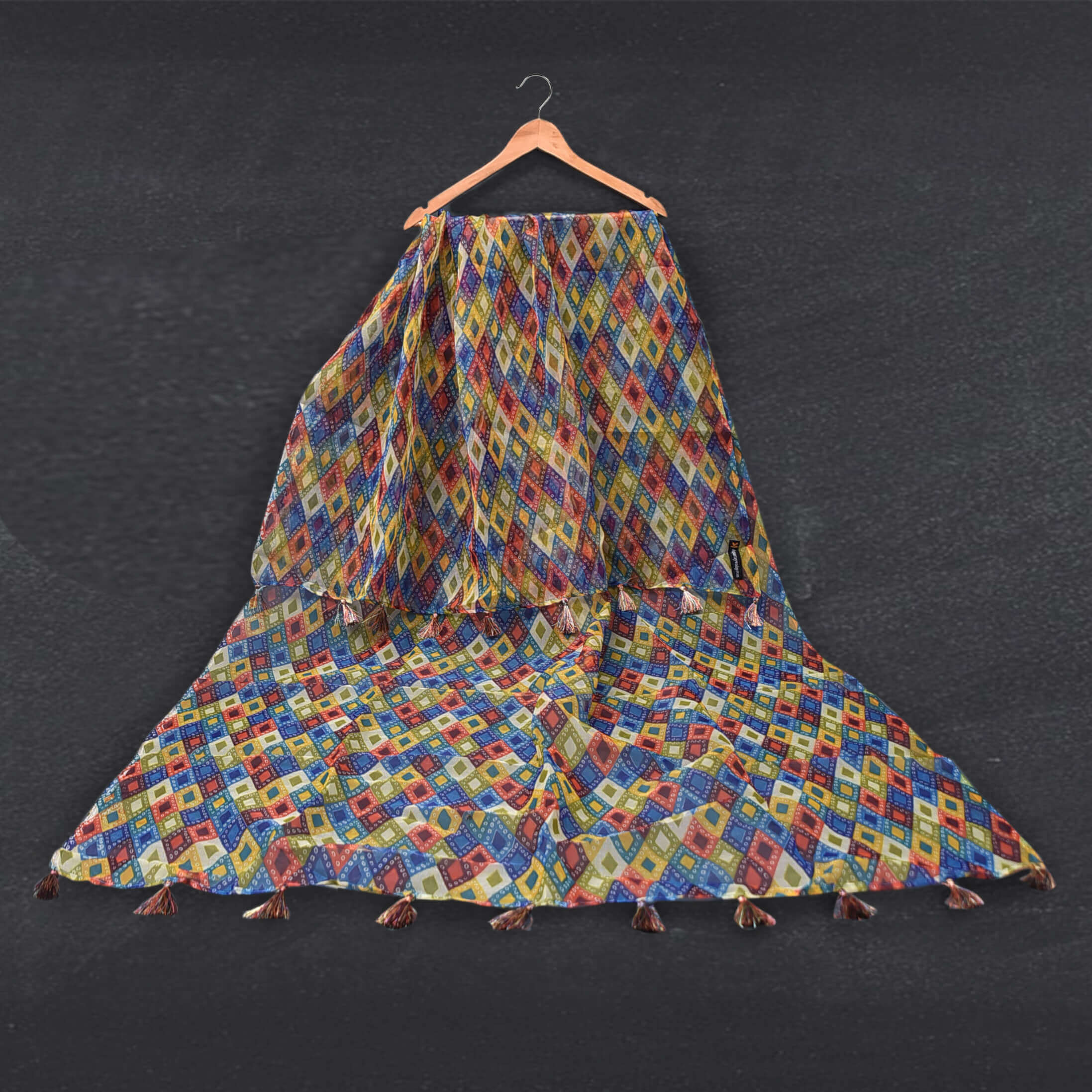 Organza Multi Dotted Diamond Printed Dupatta