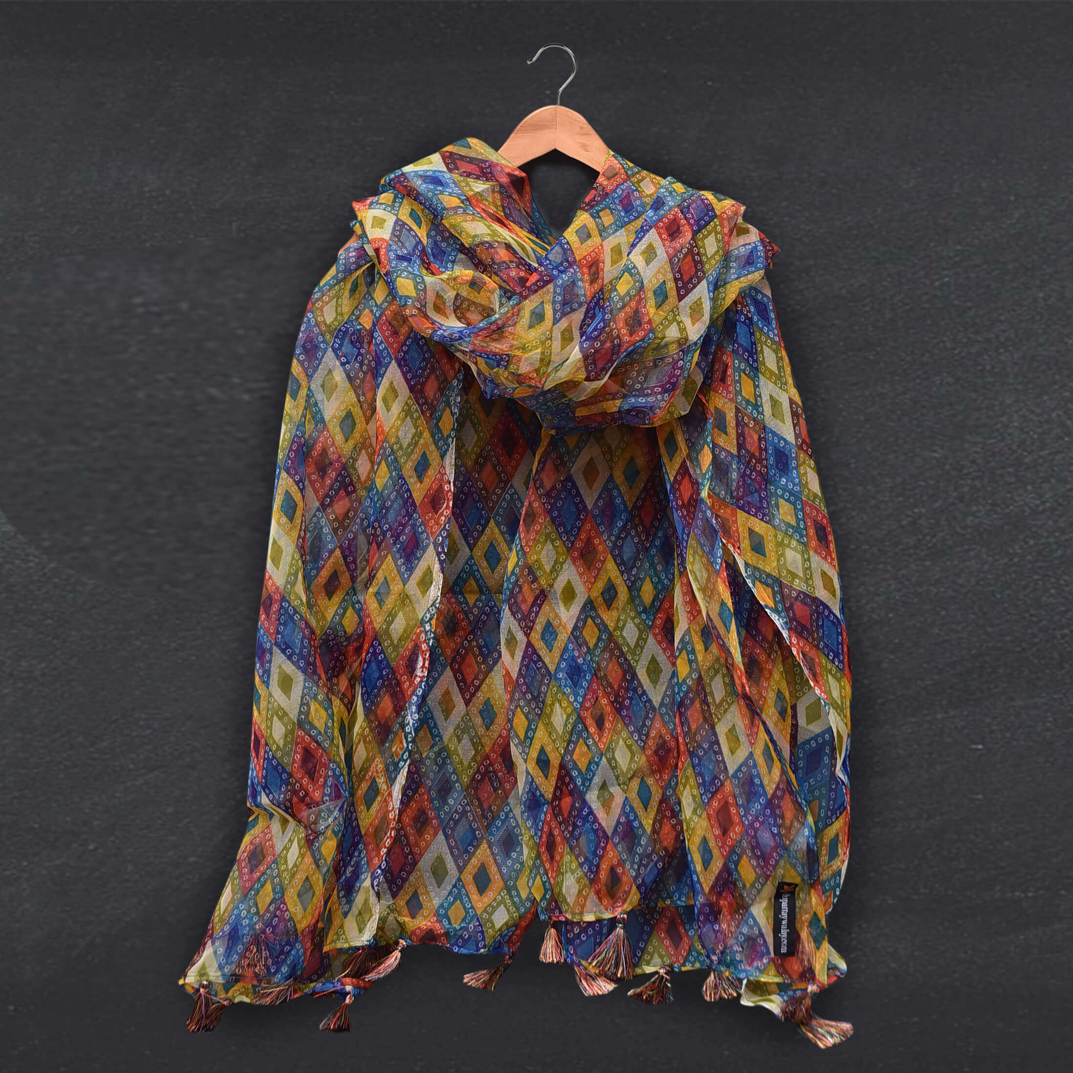 Organza Multi Dotted Diamond Printed Dupatta