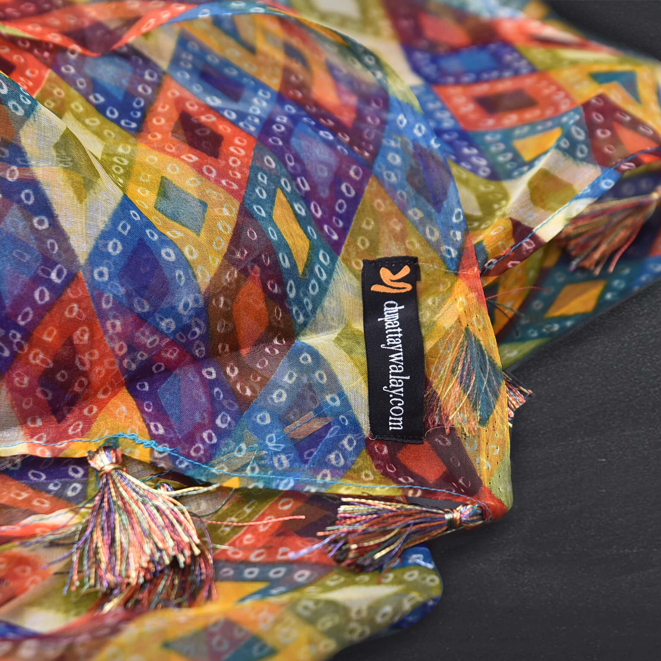 Organza Multi Dotted Diamond Printed Dupatta