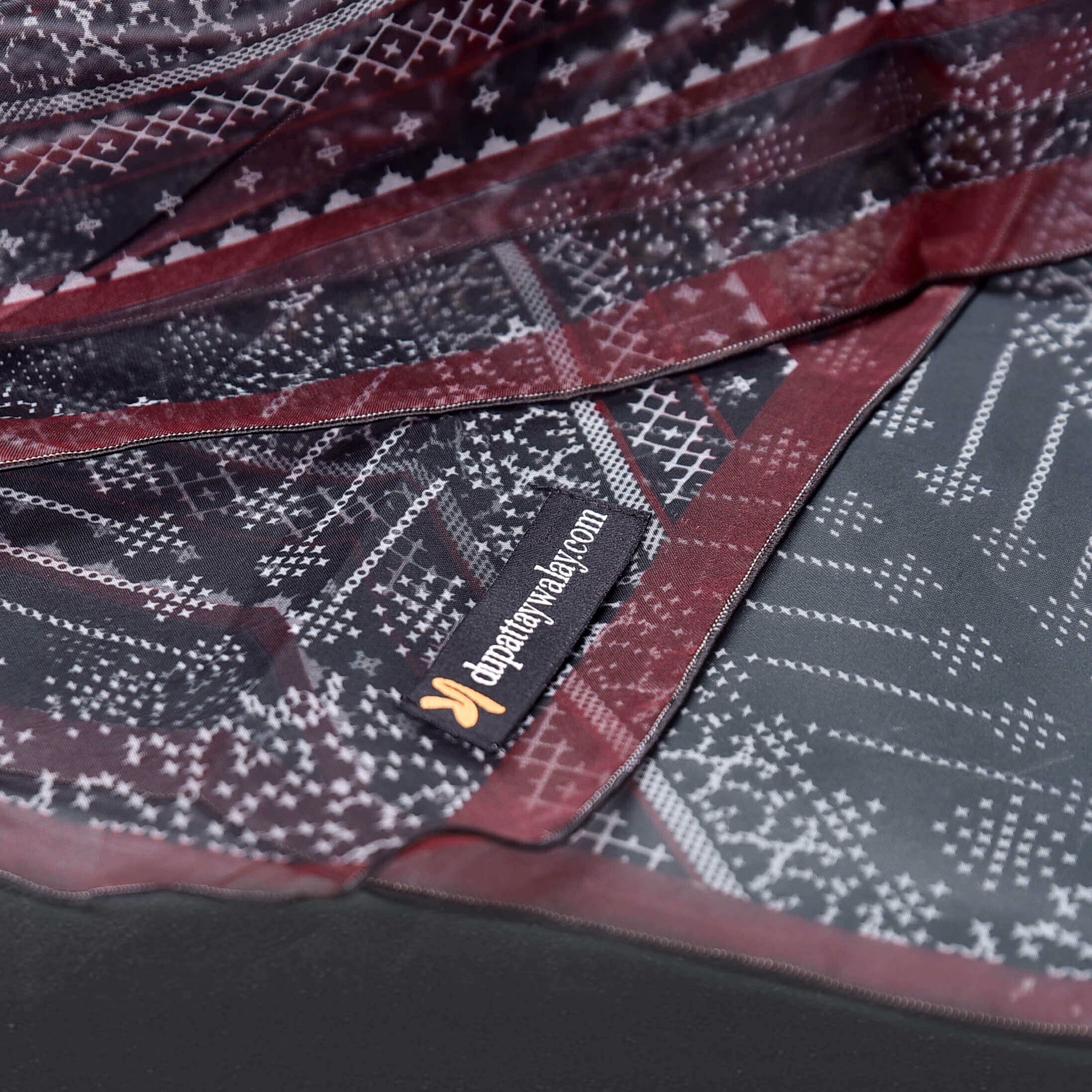 Organza Black Abstract Shapes Printed Dupatta