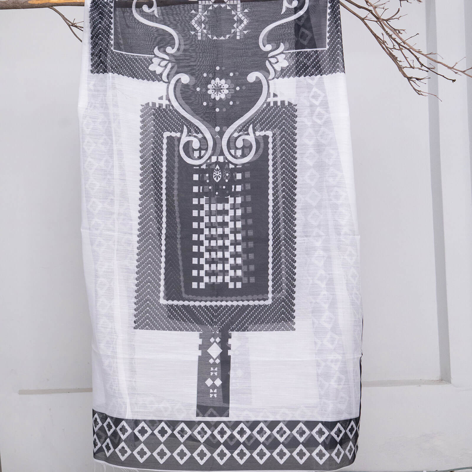 Monark Black and White Squares Printed Dupatta