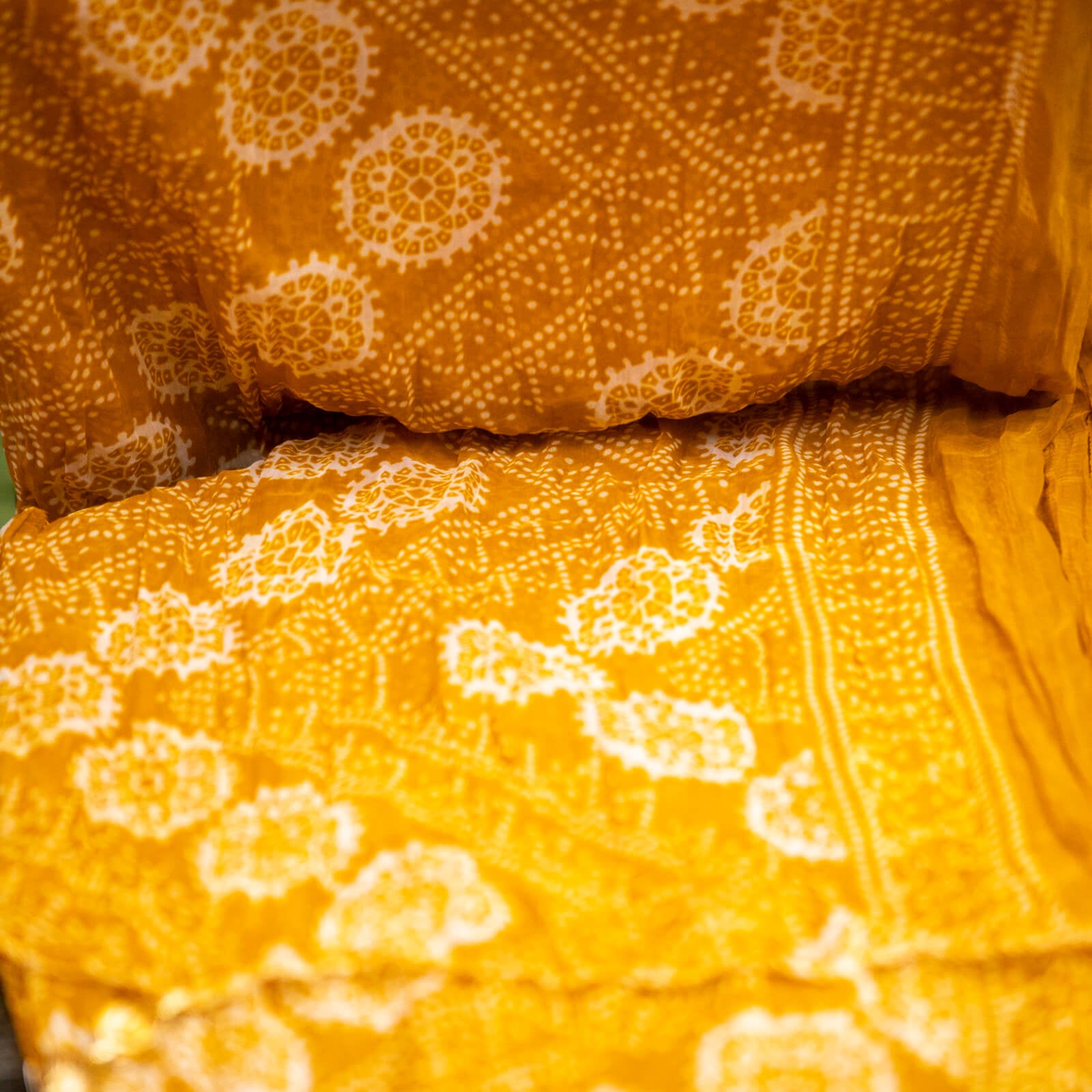 Chiffon Mustard Chunri With Tussle Dupatta