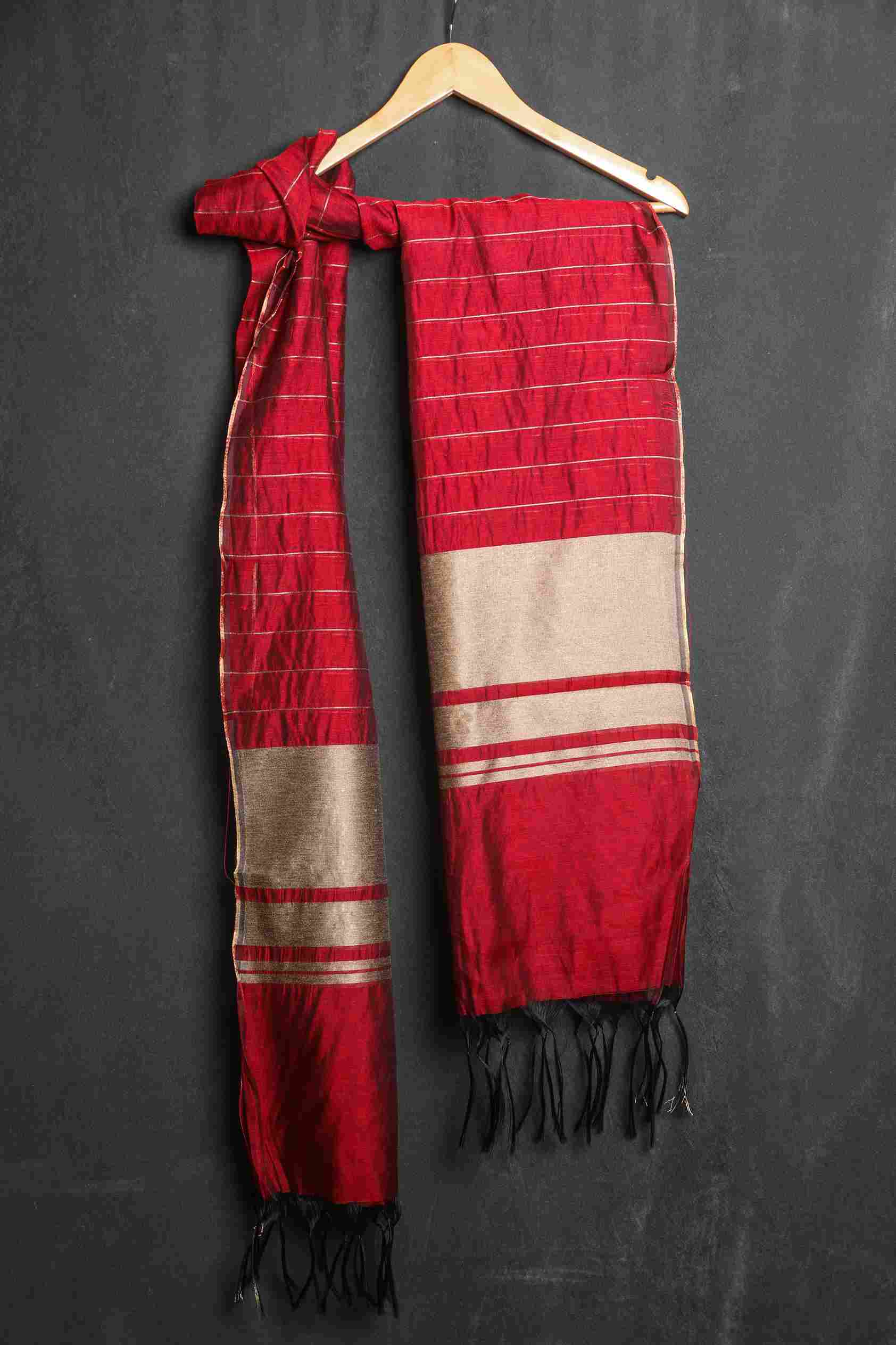 Khaddi Woven Rose Red Two Sided Border Dupatta