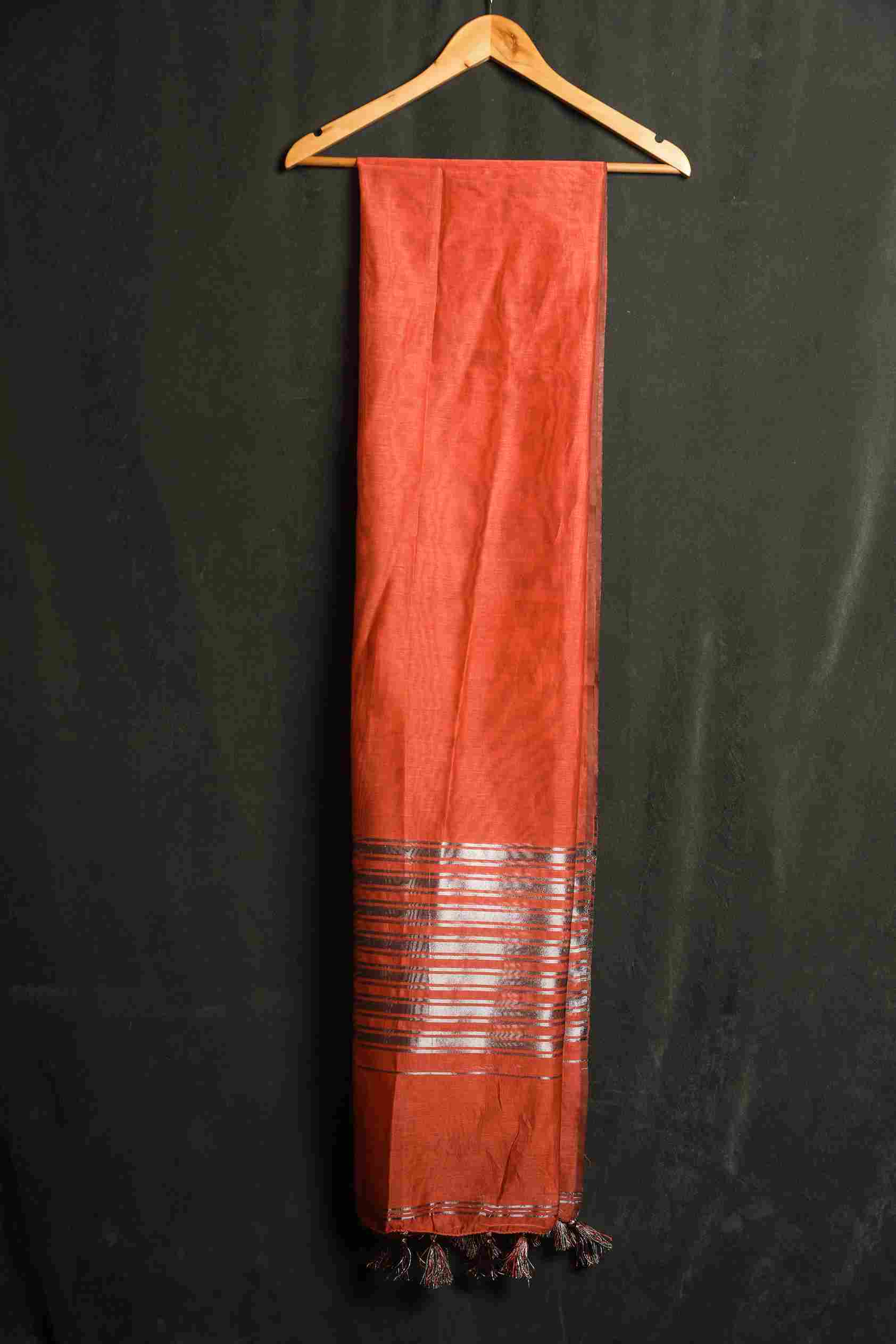 Khaddi Woven Flaming Orange Two Sided Border Dupatta