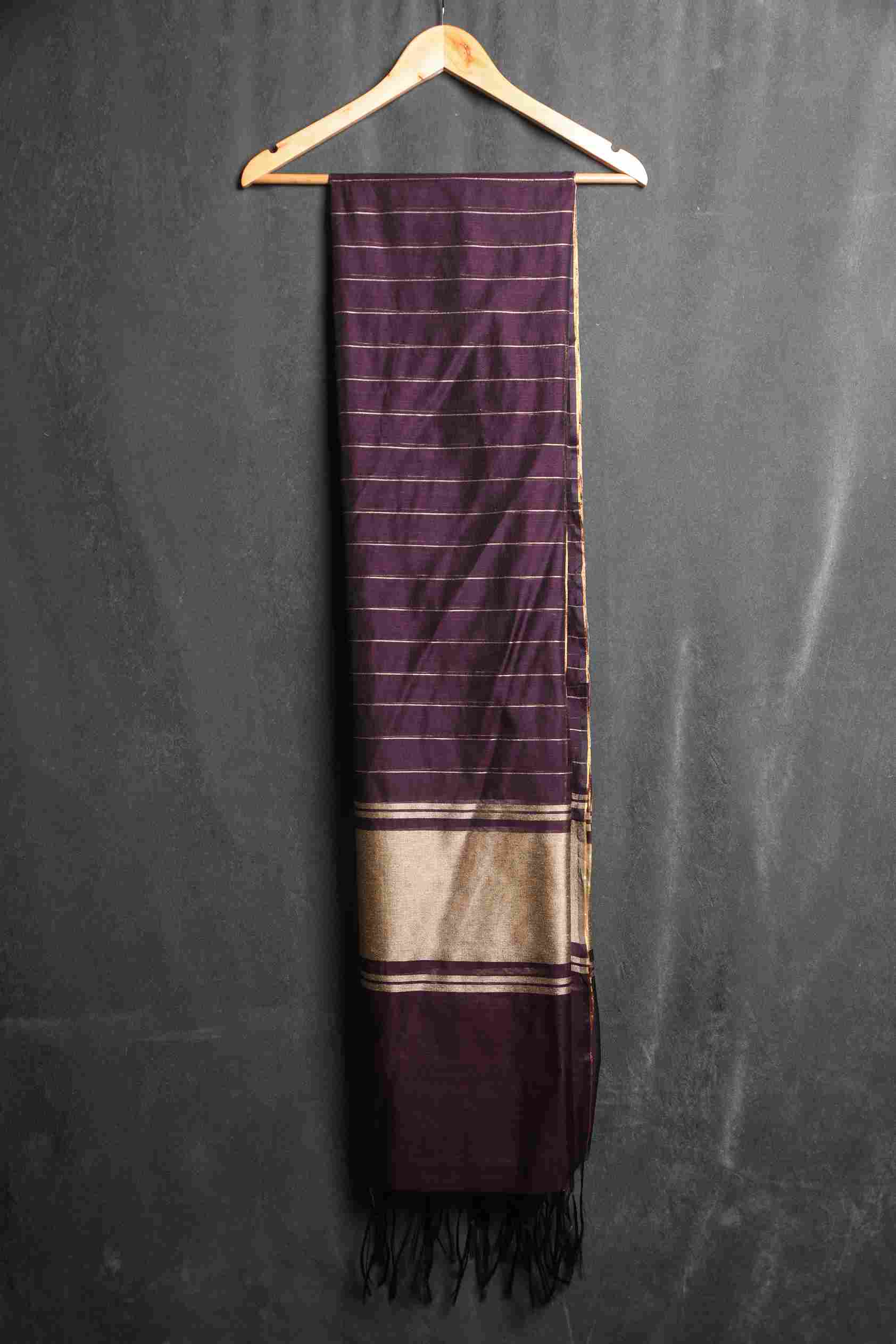 Khaddi Woven Eggplant Purple Two Sided Border Dupatta