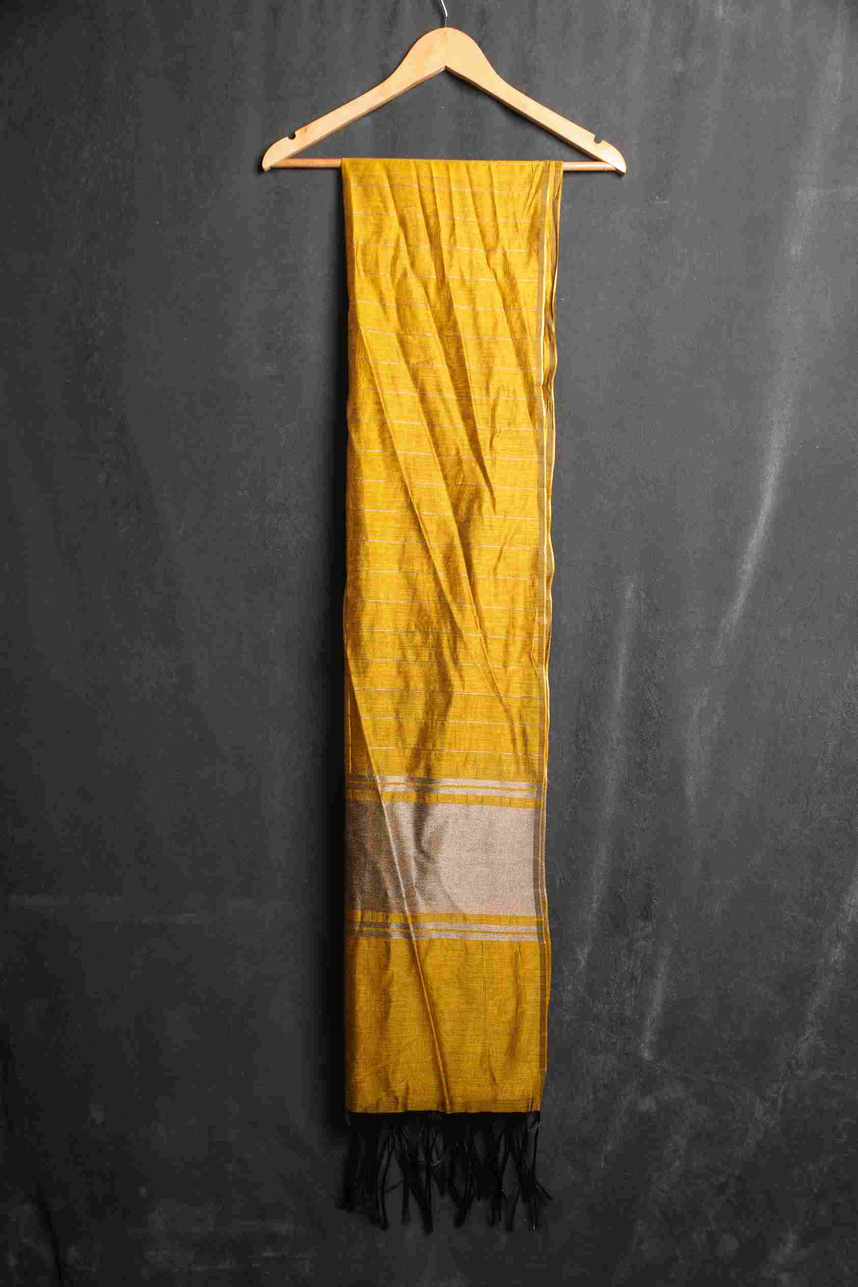 Khaddi Woven Mustard Yellow Two Sided Border Dupatta