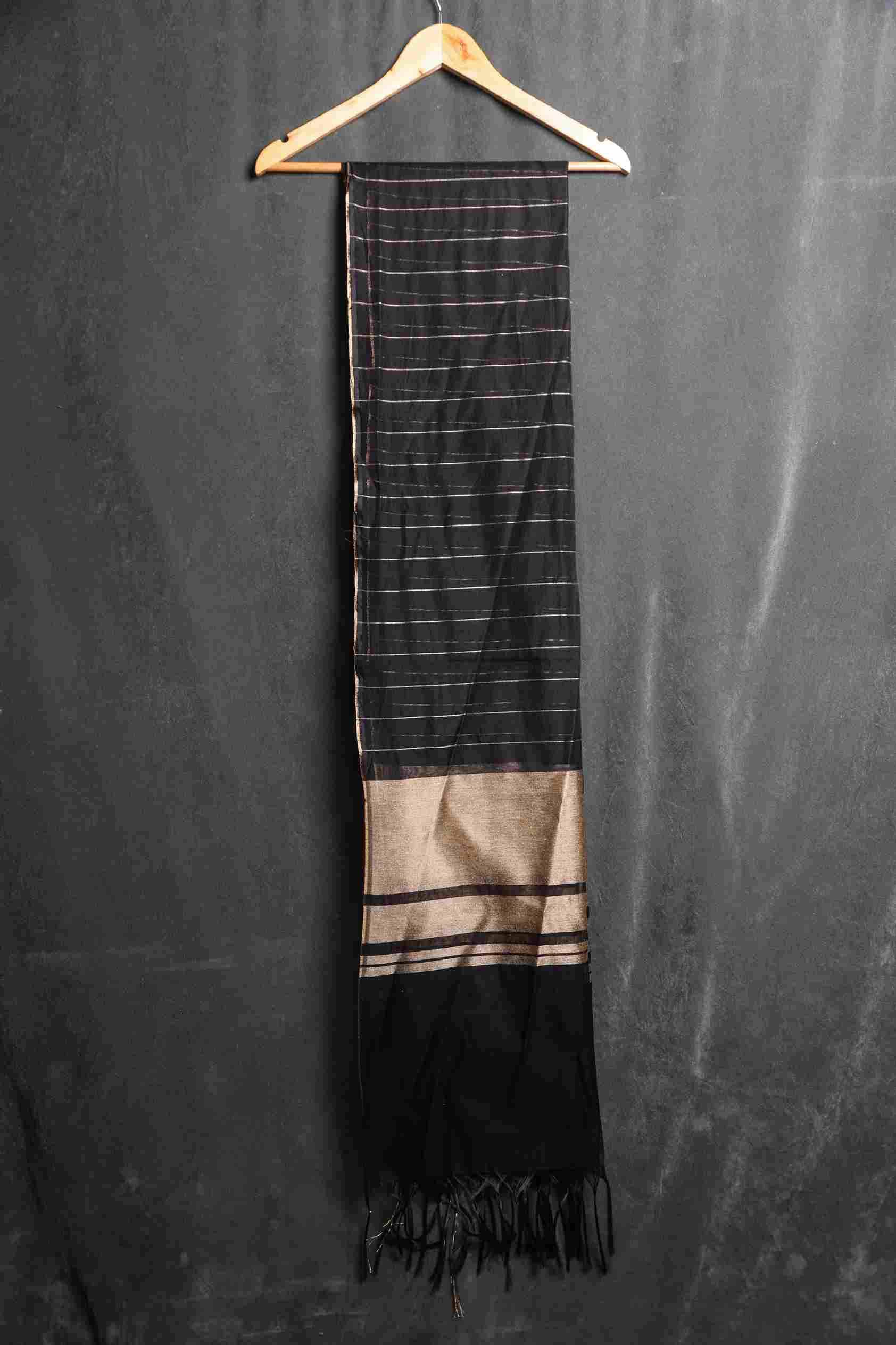 Khaddi Woven Carbon Black Two Sided Border Dupatta