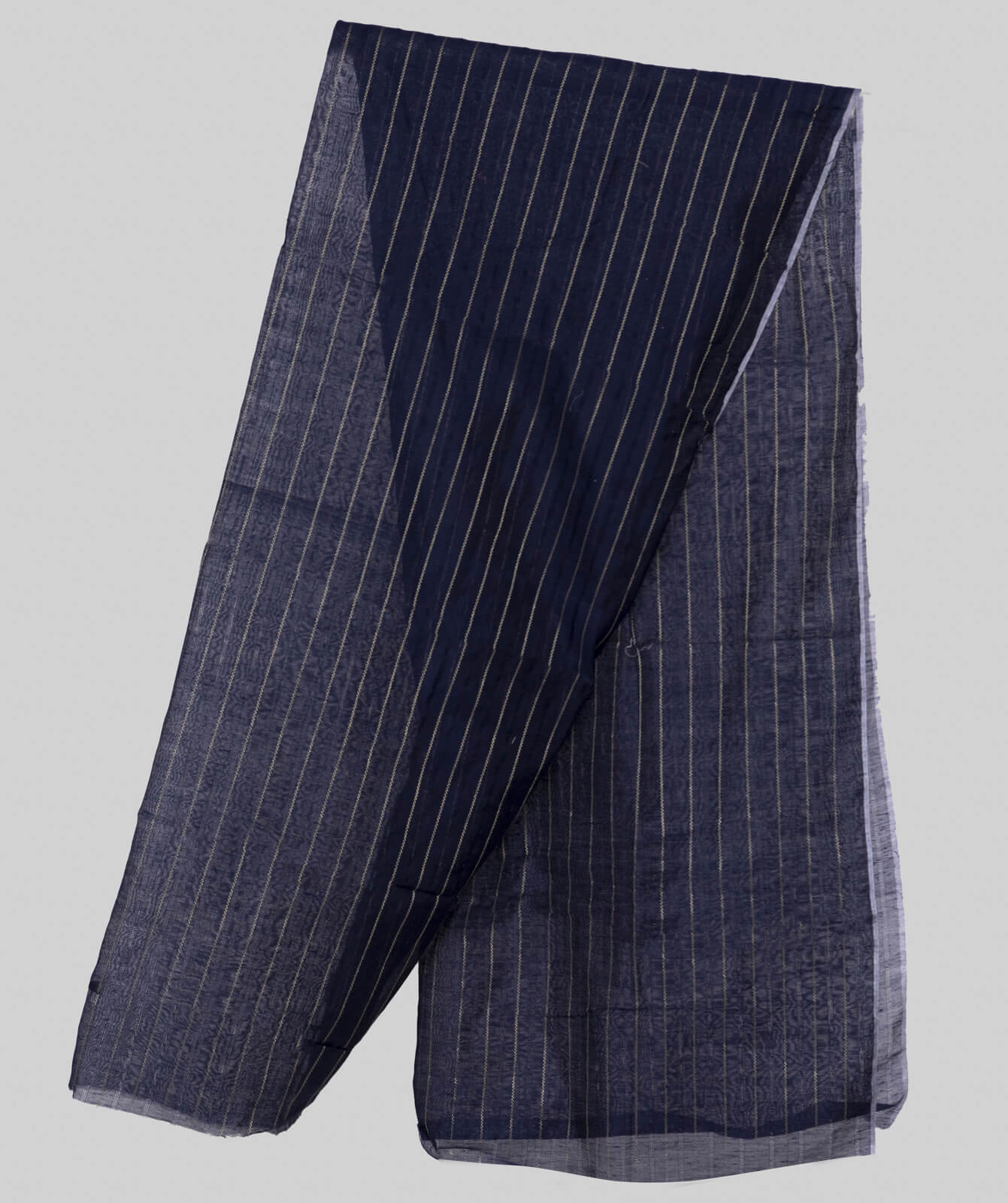 Cotton Navy Blue Taarkash with Golden Lining Dupatta