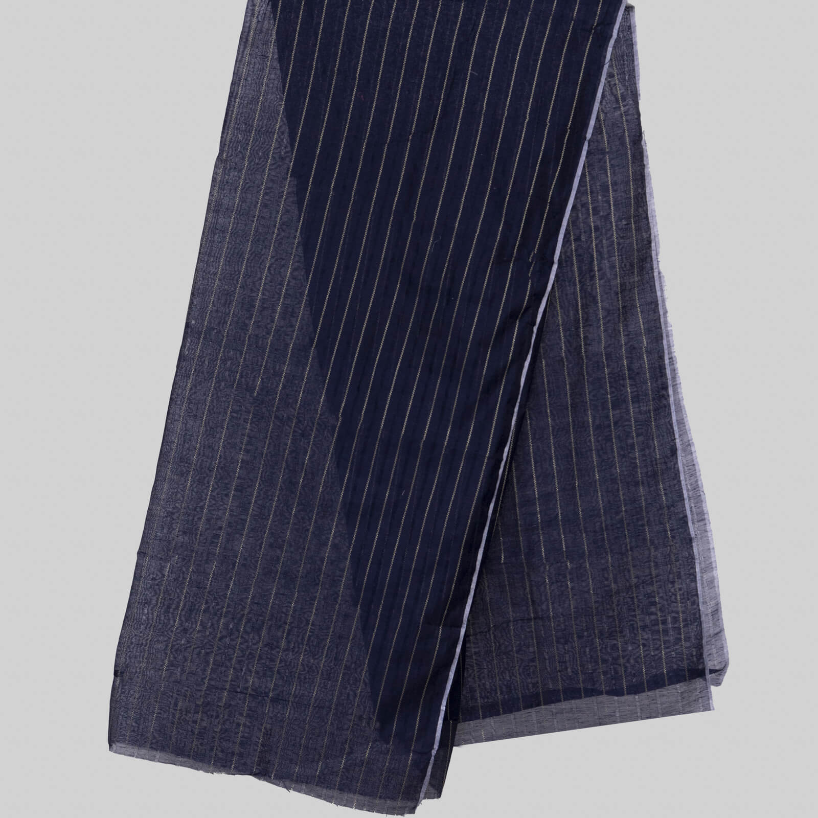 Cotton Navy Blue Taarkash with Golden Lining Dupatta