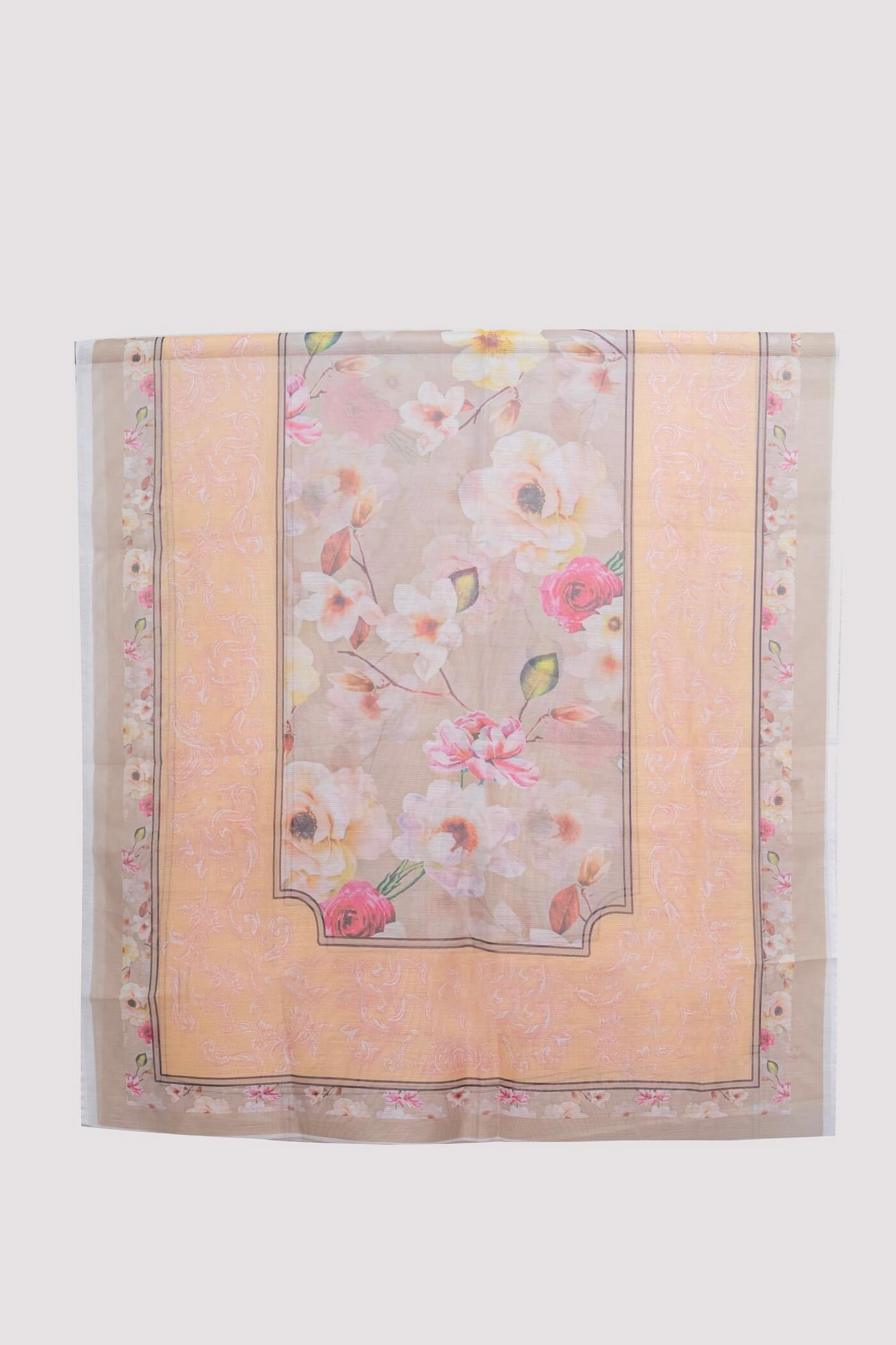 Monark Peach Floral Printed Dupatta