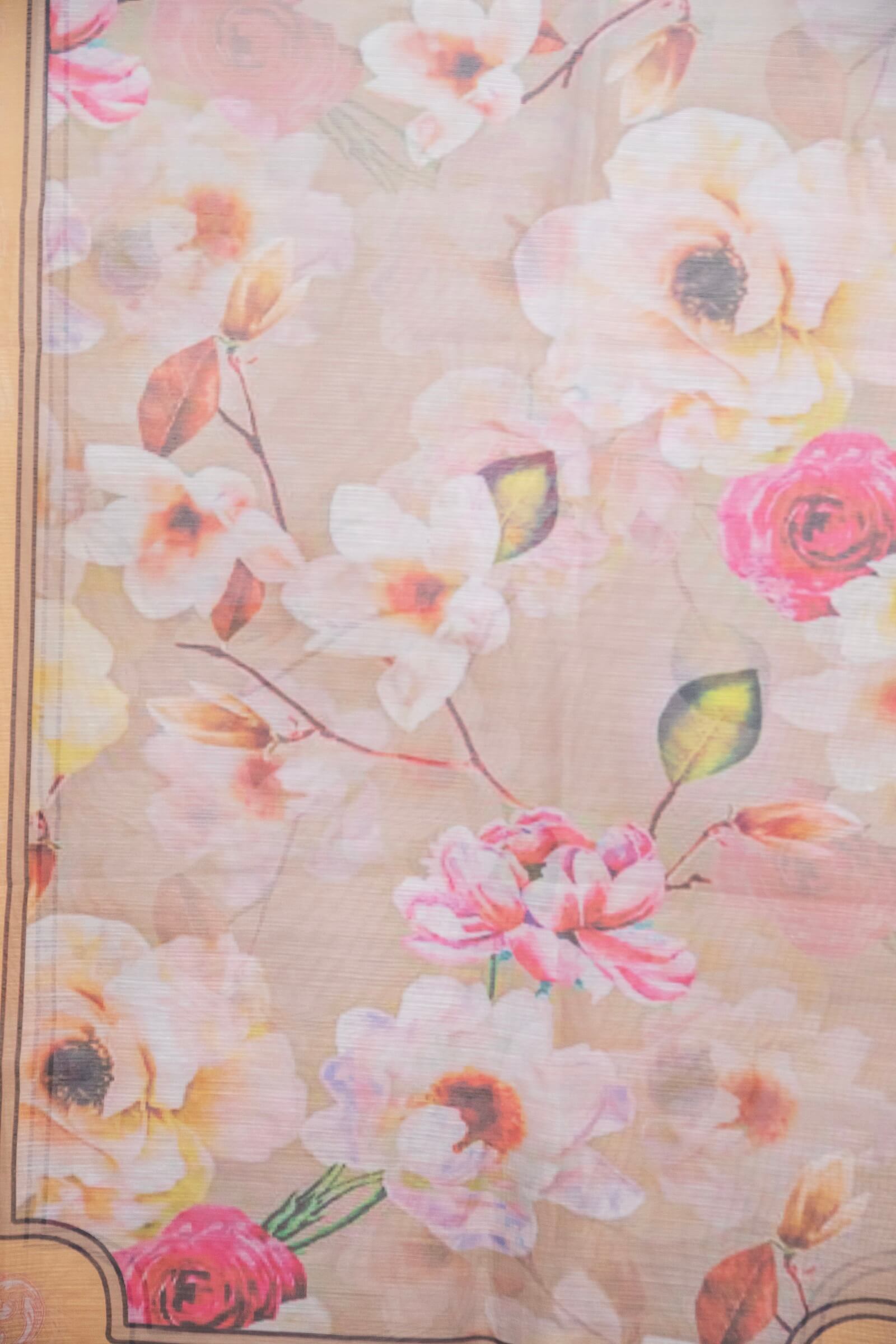 Monark Peach Floral Printed Dupatta