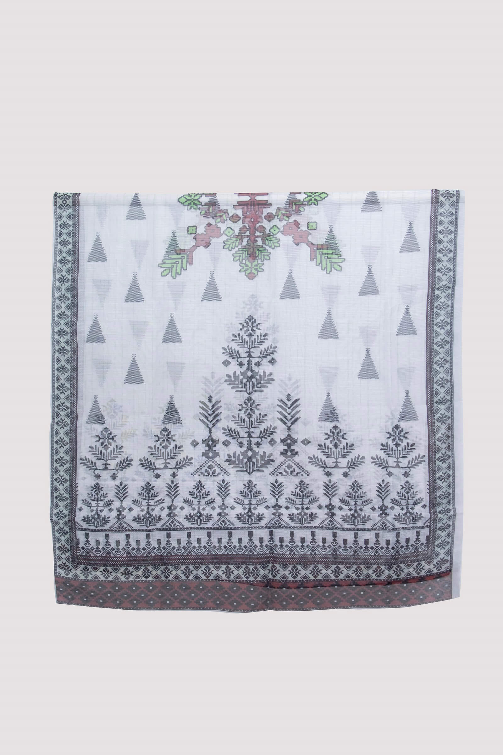 Monark White Abstract Printed Dupatta