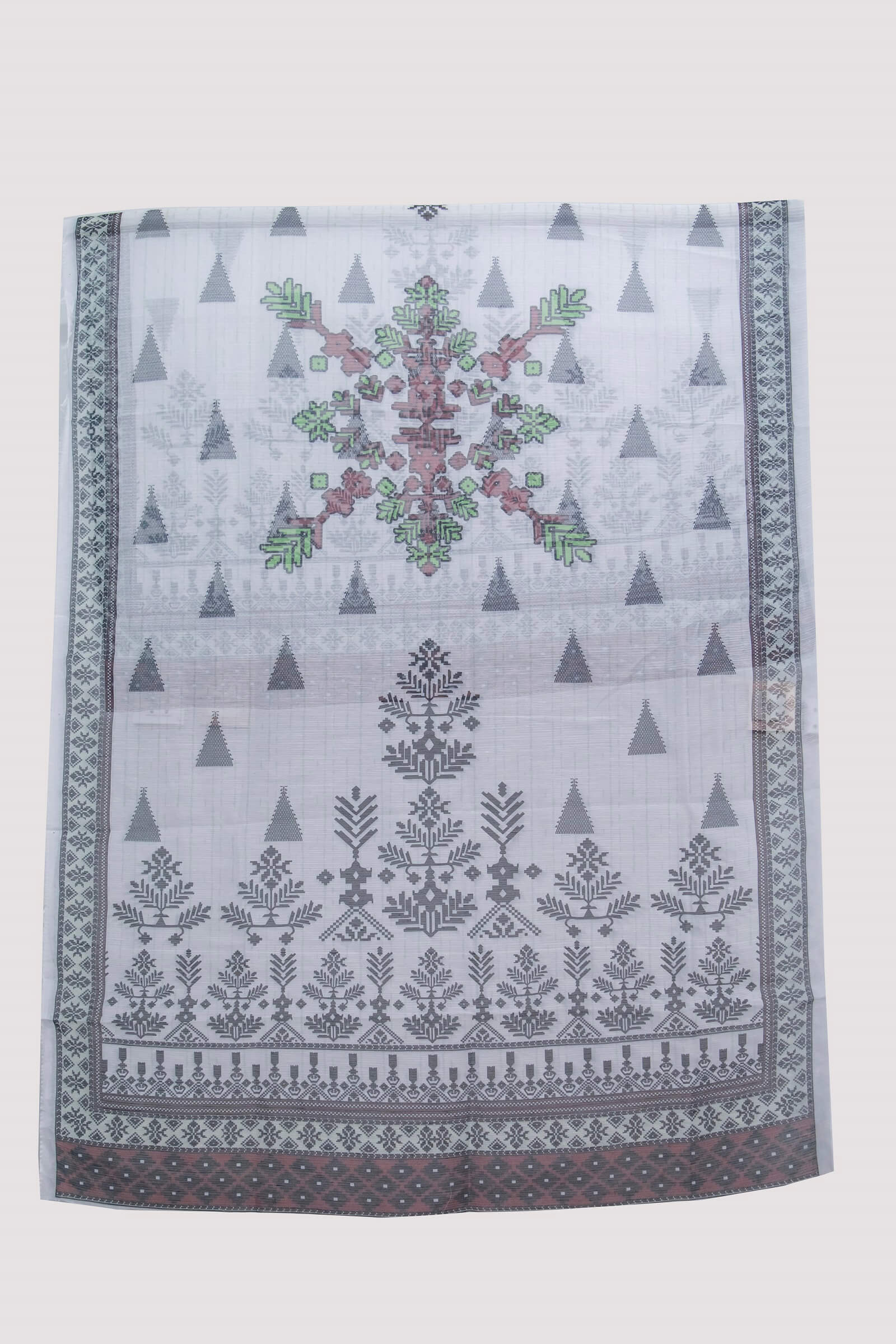 Monark White Abstract Printed Dupatta