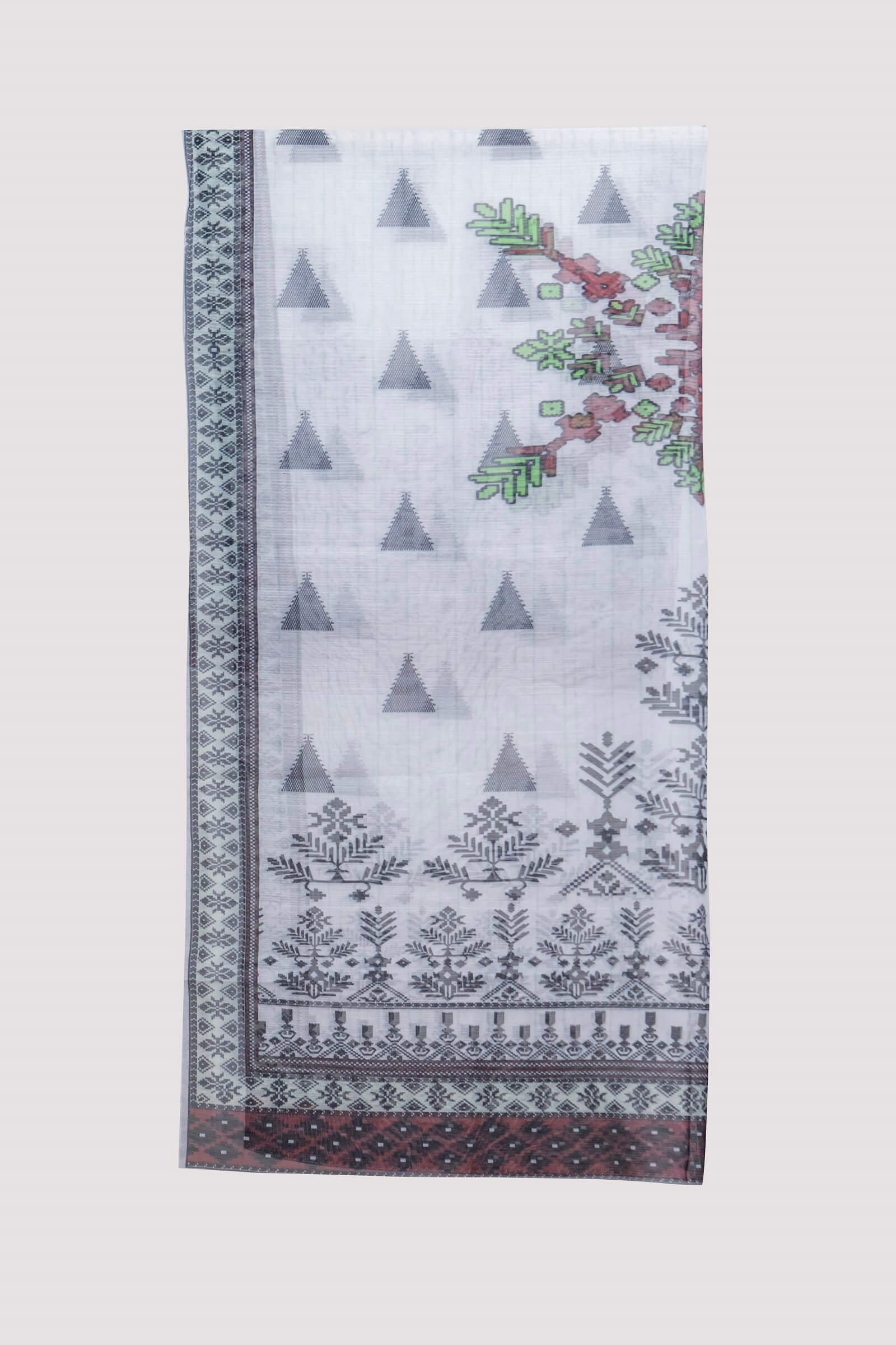 Monark White Abstract Printed Dupatta
