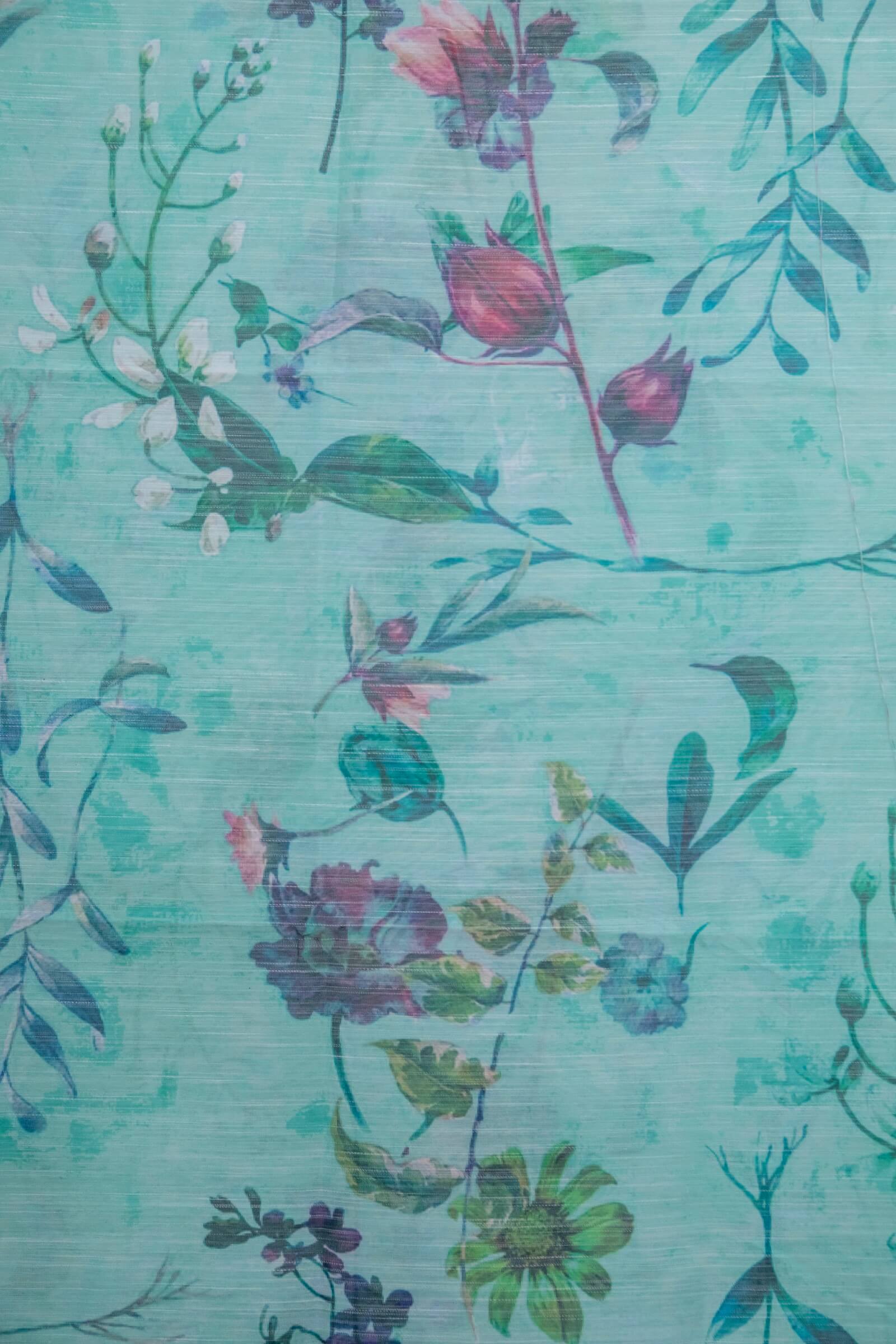 Monark Sea Green Botanical Pattern Printed Dupatta