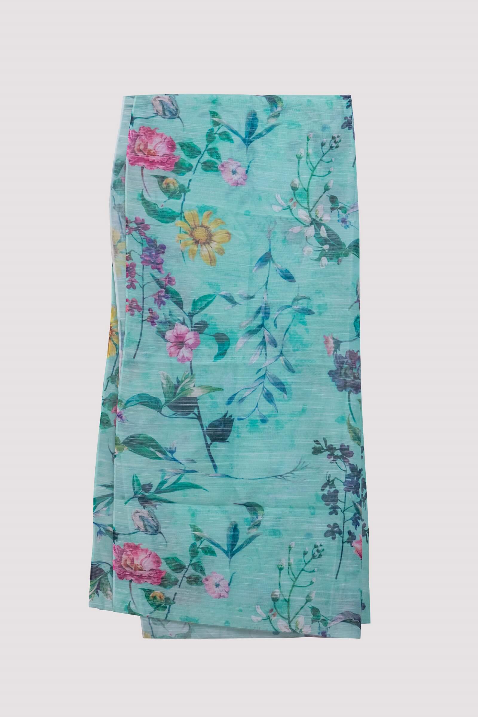 Monark Sea Green Botanical Pattern Printed Dupatta