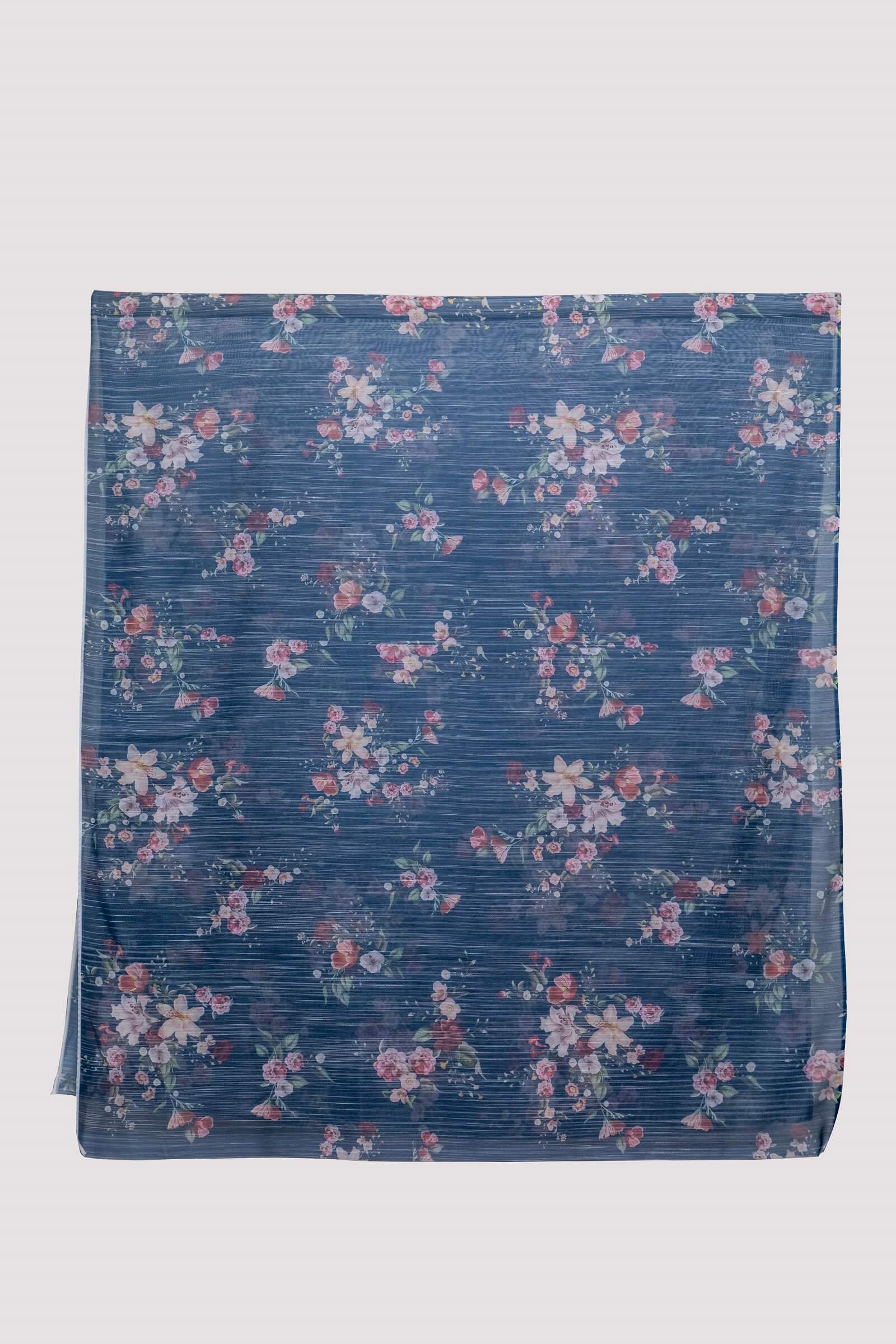 Monark Aegean Blue Floral Printed Dupatta