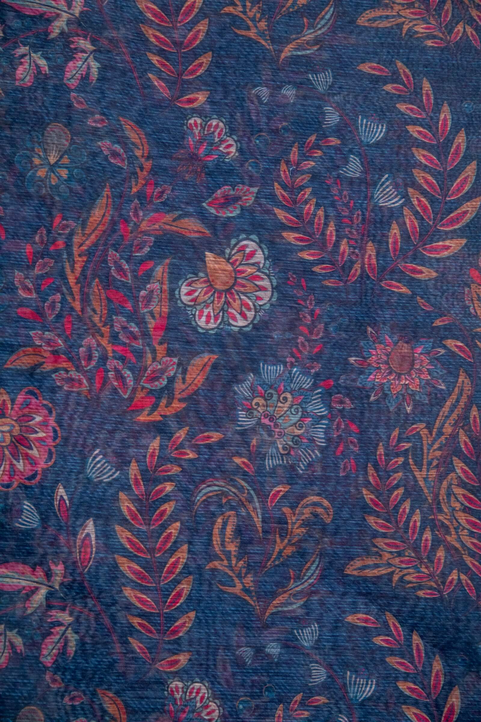 Monark Navy Blue Lavender Floral Printed Dupatta