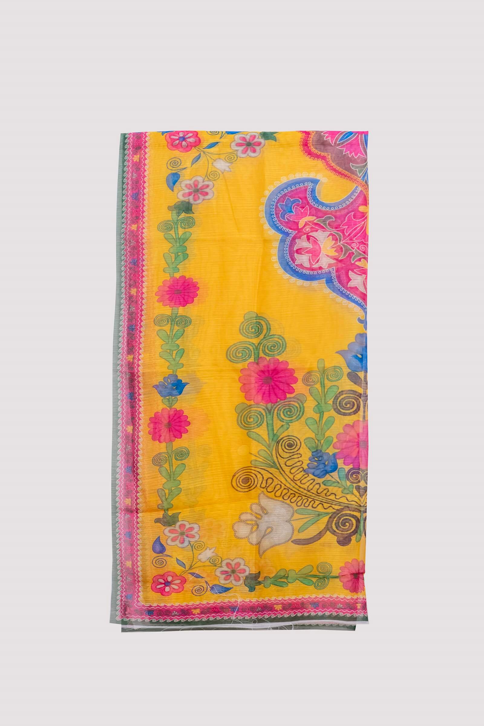 Monark Mustard Yellow Floral Motif Printed Dupatta