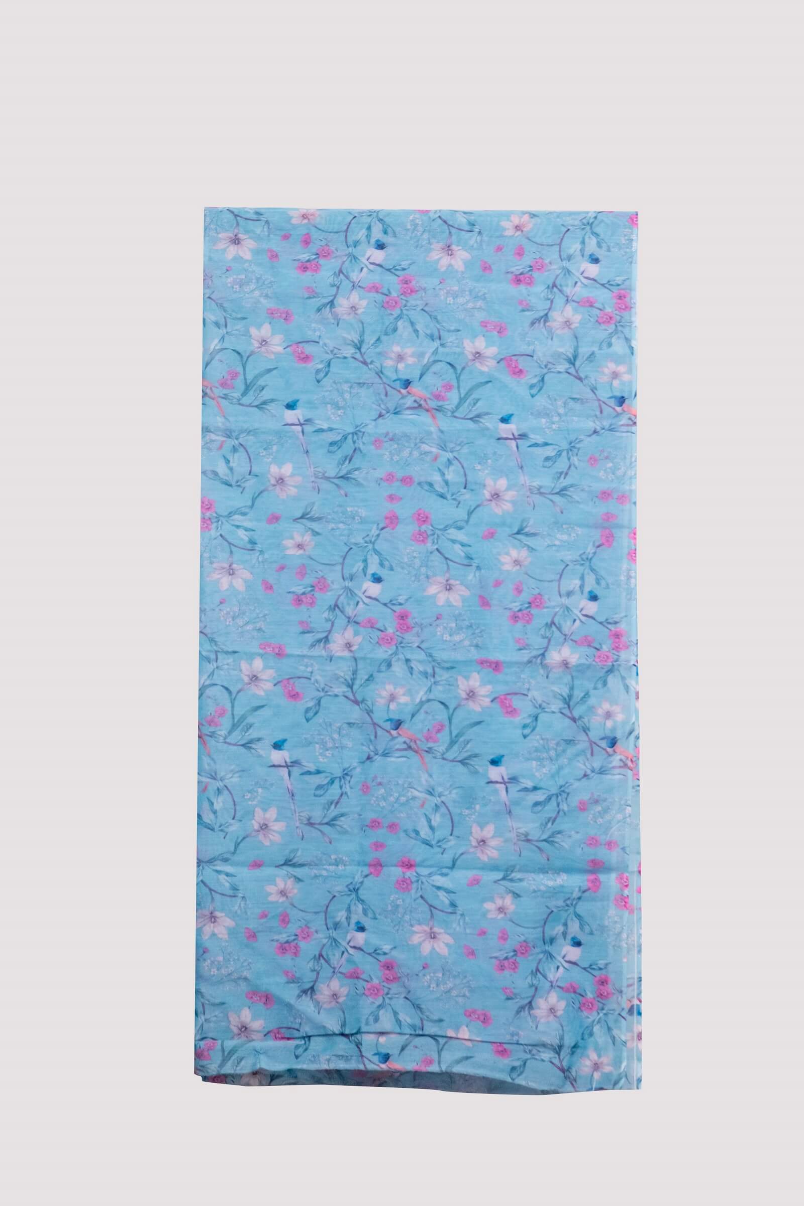 Monark Ice Blue Floral Printed Dupatta
