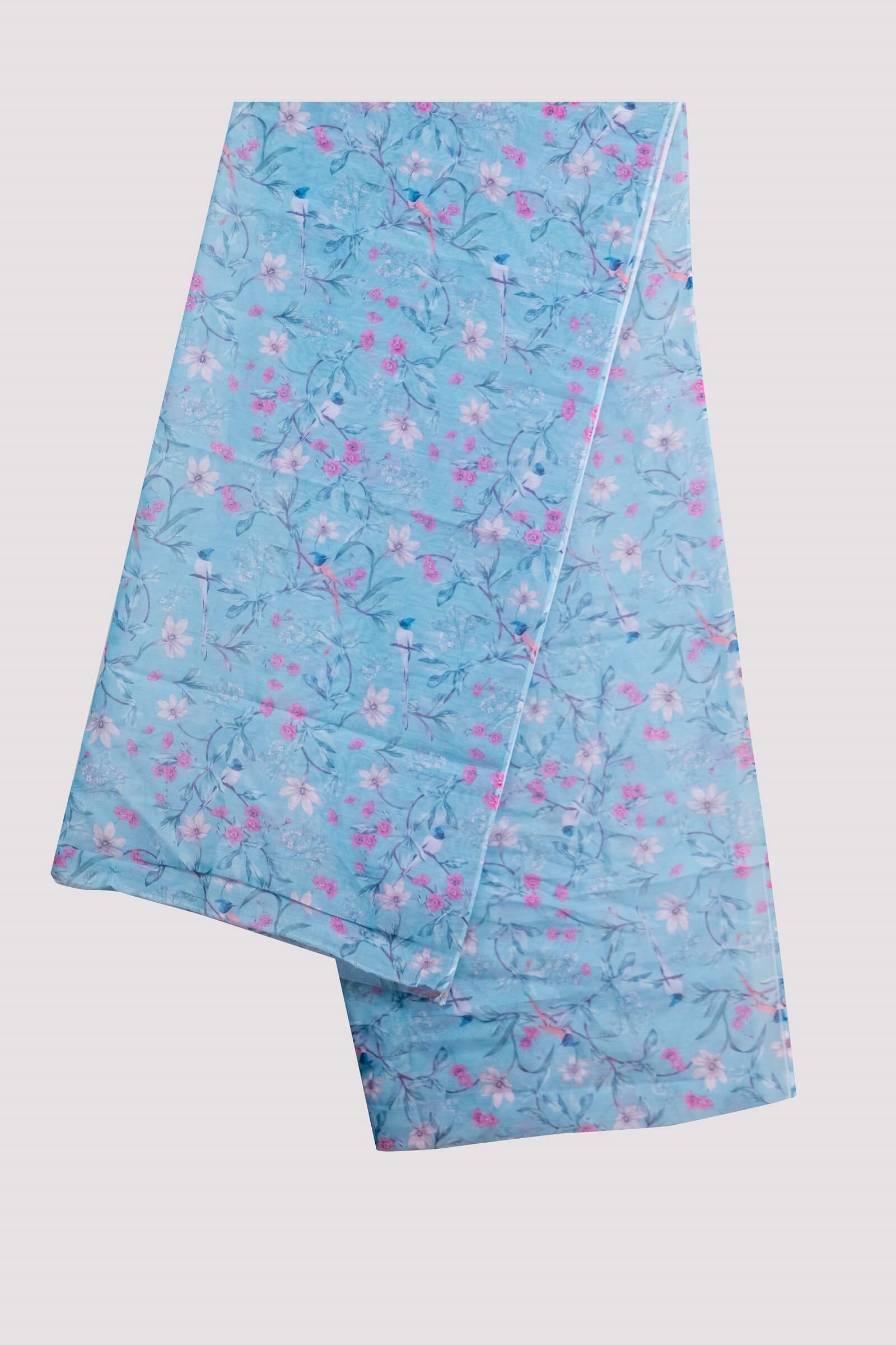 Monark Ice Blue Floral Printed Dupatta
