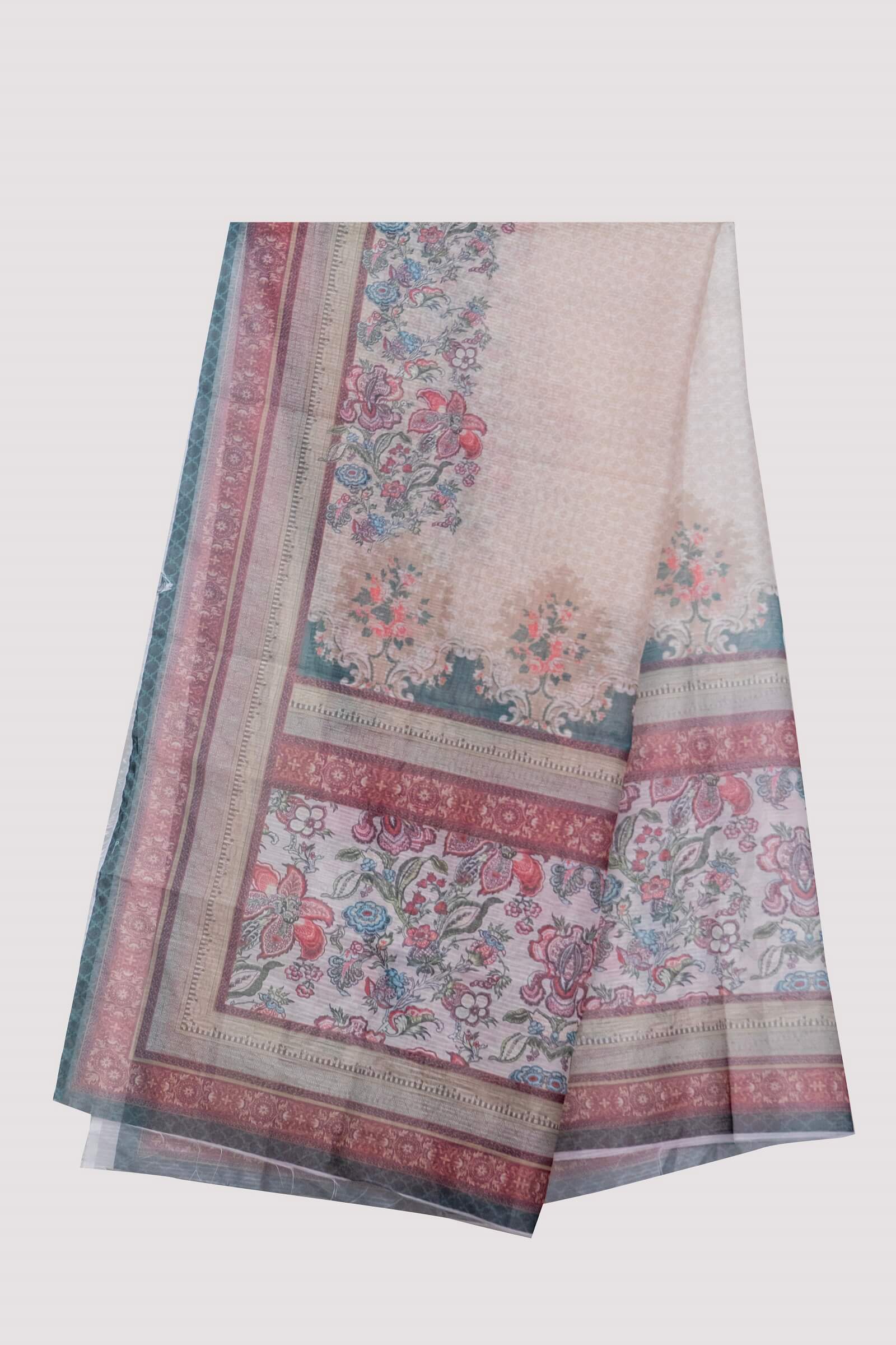 Monark Multi Botanical Damask Printed Dupatta