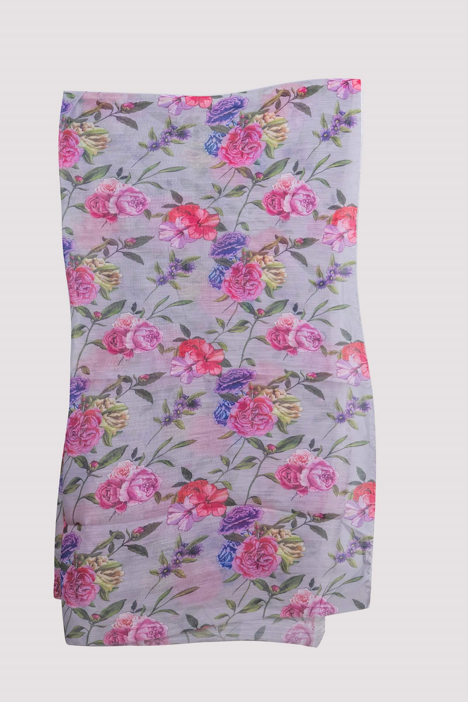 Monark Gray Multi Rose Printed Dupatta